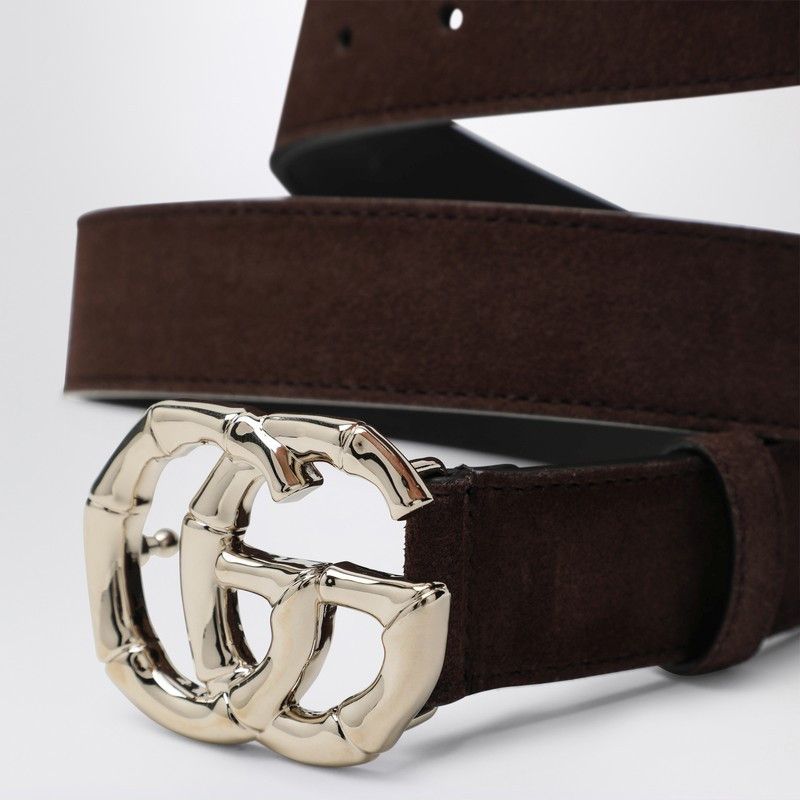 Gucci Gucci Brown Suede Belt With Bamboo Gg Marmont Buckle Size ONE SIZE - 2 Thumbnail