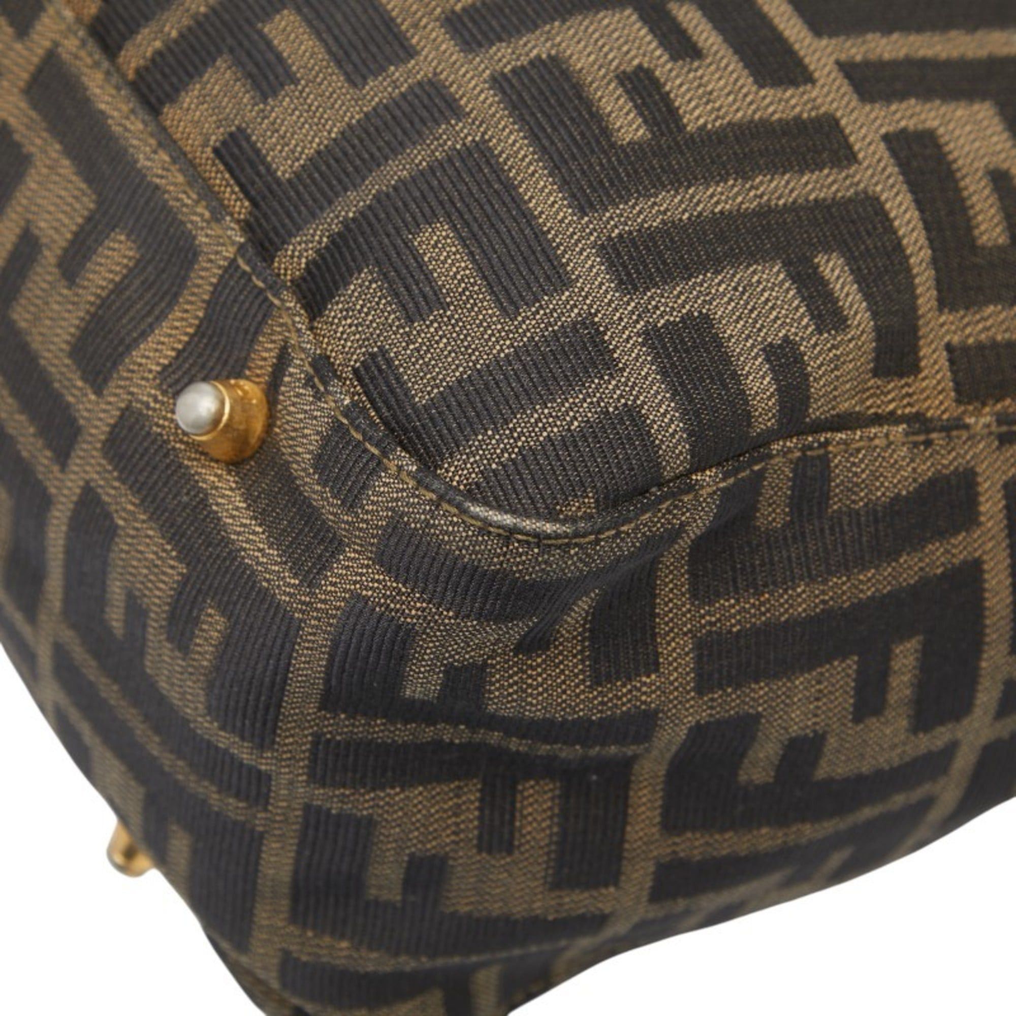 Fendi Fendi Zucca handbag in brown and black canvas leather for women. Size ONE SIZE - 4 Thumbnail