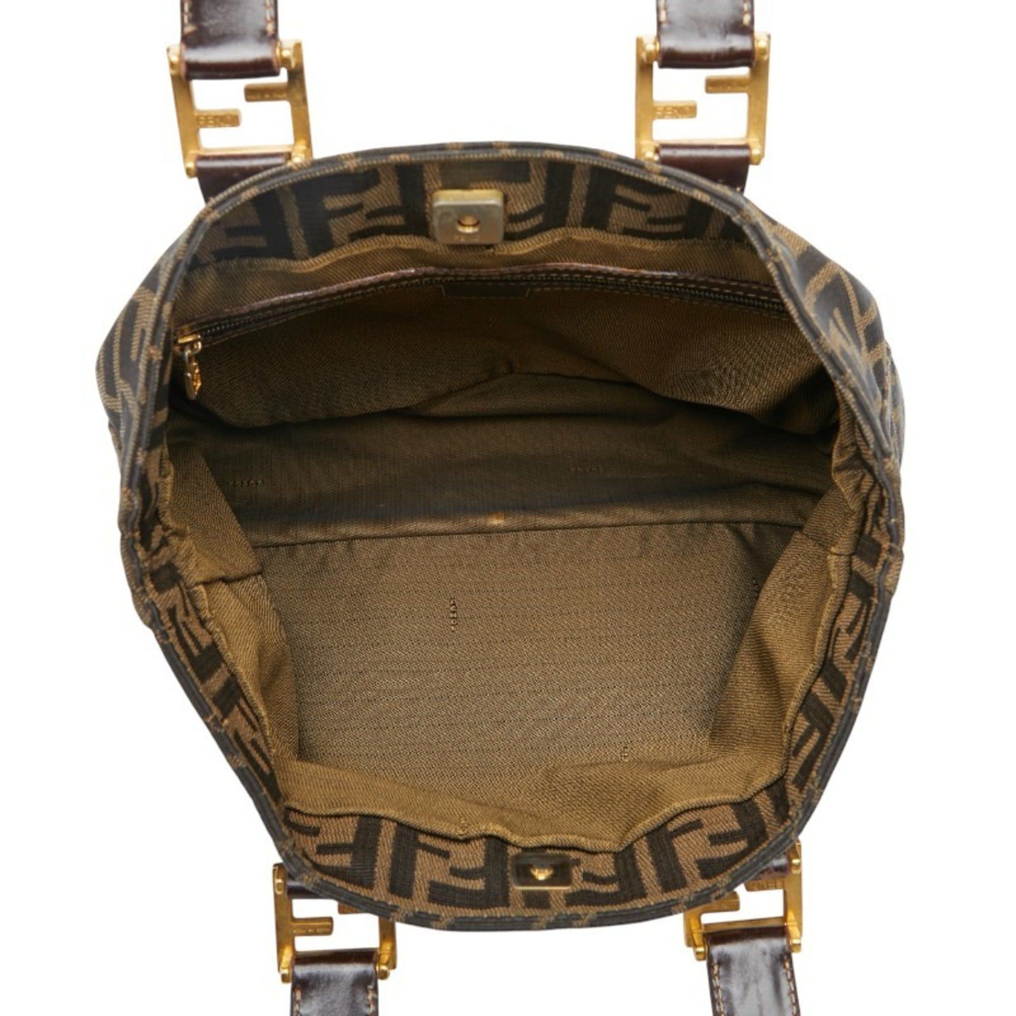 Fendi Fendi Zucca handbag in brown and black canvas leather for women. Size ONE SIZE - 11 Thumbnail