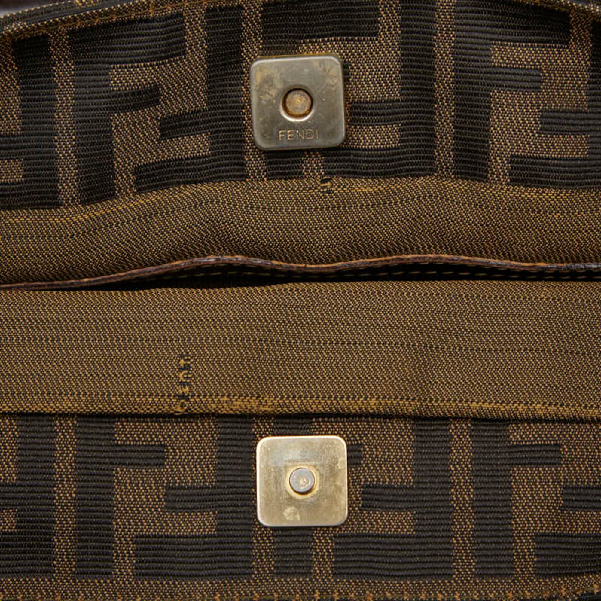 Fendi Fendi Zucca handbag in brown and black canvas leather for women. Size ONE SIZE - 8 Thumbnail