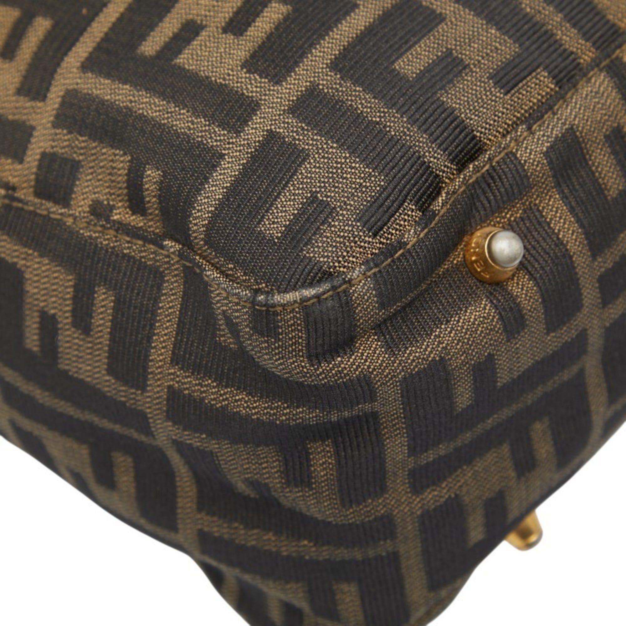 Fendi Fendi Zucca handbag in brown and black canvas leather for women. Size ONE SIZE - 7 Thumbnail