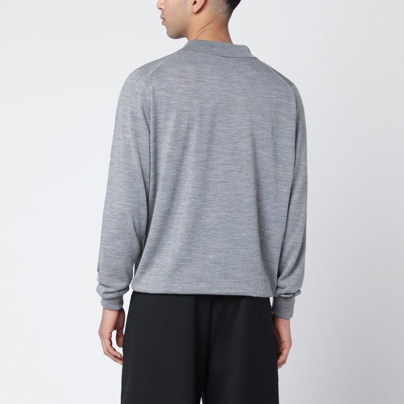 John Smedley John Smedley Light Grey Wool Polo Shirt Size US XXL / EU 58 / 5 - 2 Thumbnail