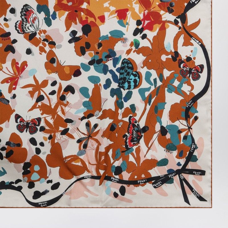 Fendi Fendi Multicolour Silk Fendi Butterfly Foulard Size ONE SIZE - 2 Thumbnail
