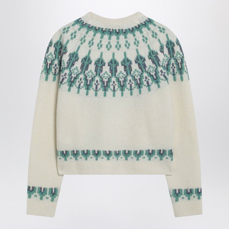 Loewe Loewe White Sweater With Fair Isle Pattern Size S / US 4 / IT 40 - 2 Thumbnail