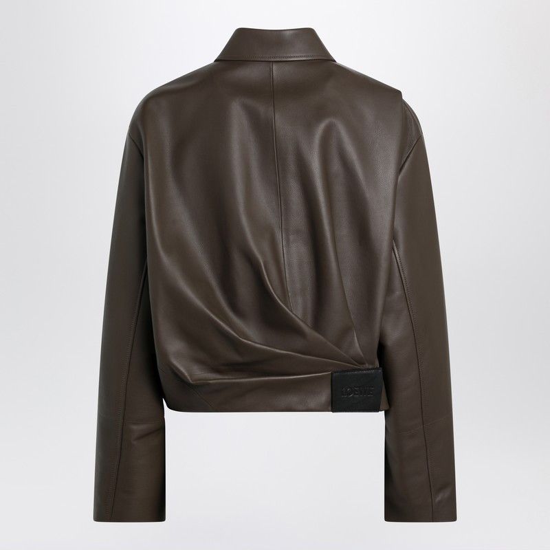 Loewe Dark Green Leather Zip Bomber