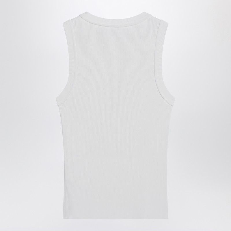 Loewe Loewe White Ribbed Viscose-Blend Tank Top Size L / US 10 / IT 46 - 2 Thumbnail