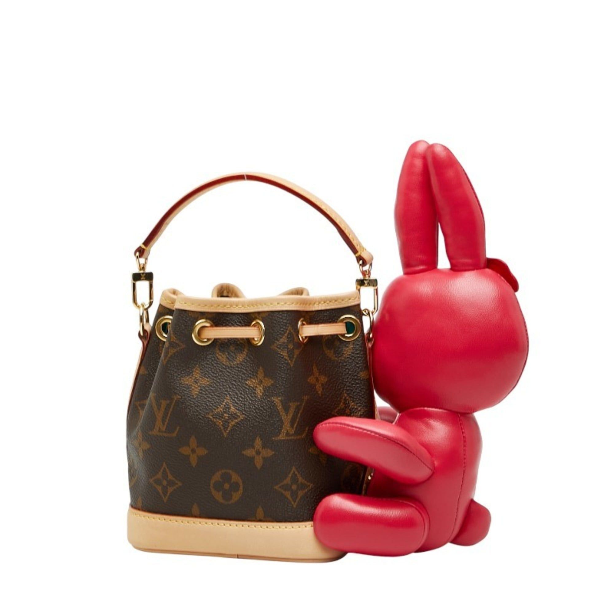 Louis Vuitton Louis Vuitton x Sun Yitian Nicolas Ghesquière Animogram Nano Noe Handbag/Shoulder Bag, 2-Way, M11305, Brown/Pink Leather, Women's, LOUIS VUITTON Size ONE SIZE - 2 Thumbnail