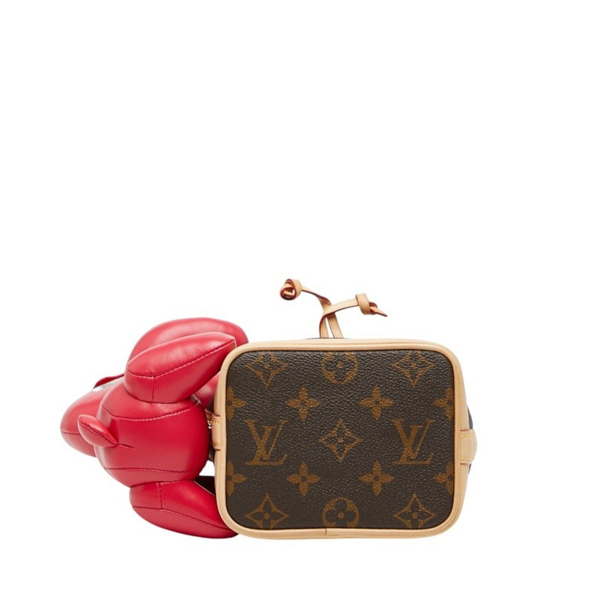 Louis Vuitton Louis Vuitton x Sun Yitian Nicolas Ghesquière Animogram Nano Noe Handbag/Shoulder Bag, 2-Way, M11305, Brown/Pink Leather, Women's, LOUIS VUITTON Size ONE SIZE - 3 Thumbnail