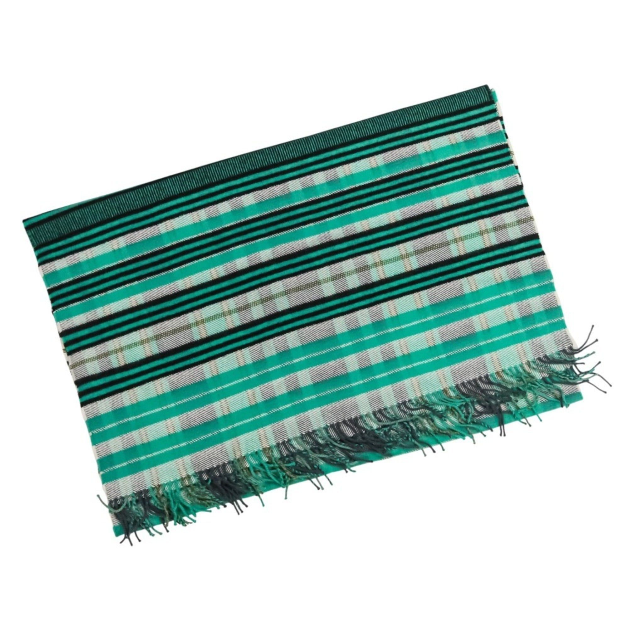 Hermes HERMES Cashmere Tartan Check Fringe Blanket Scarf Large Stole Shawl Green Women's Size ONE SIZE - 4 Thumbnail