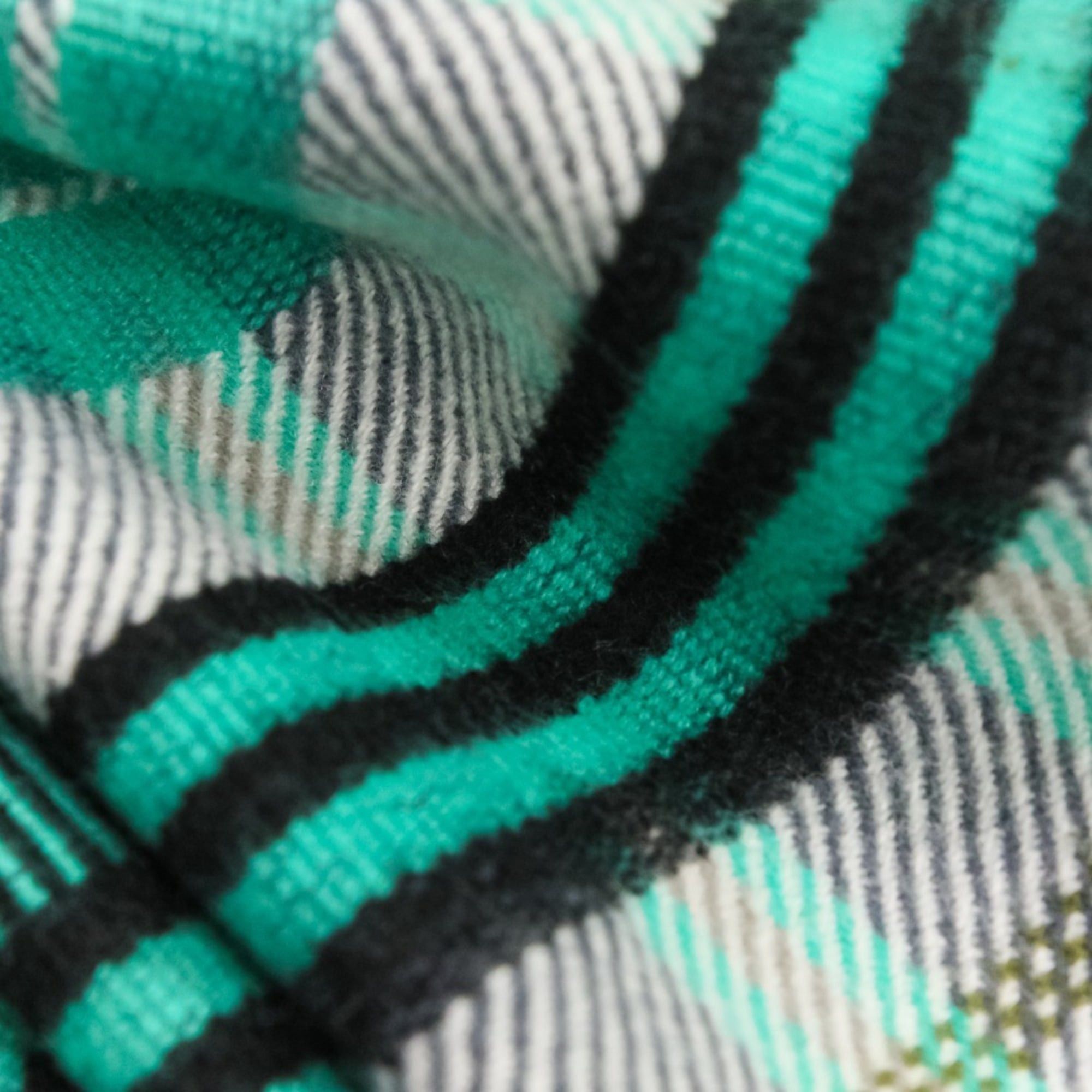 Hermes HERMES Cashmere Tartan Check Fringe Blanket Scarf Large Stole Shawl Green Women's Size ONE SIZE - 9 Thumbnail