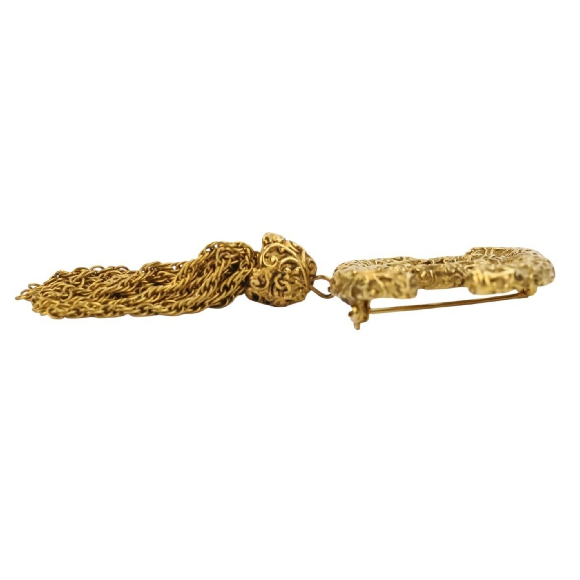 Chanel 93A CHANEL Vintage Coco Mark Tassel Brooch, Gold, Women's Size ONE SIZE - 4 Thumbnail