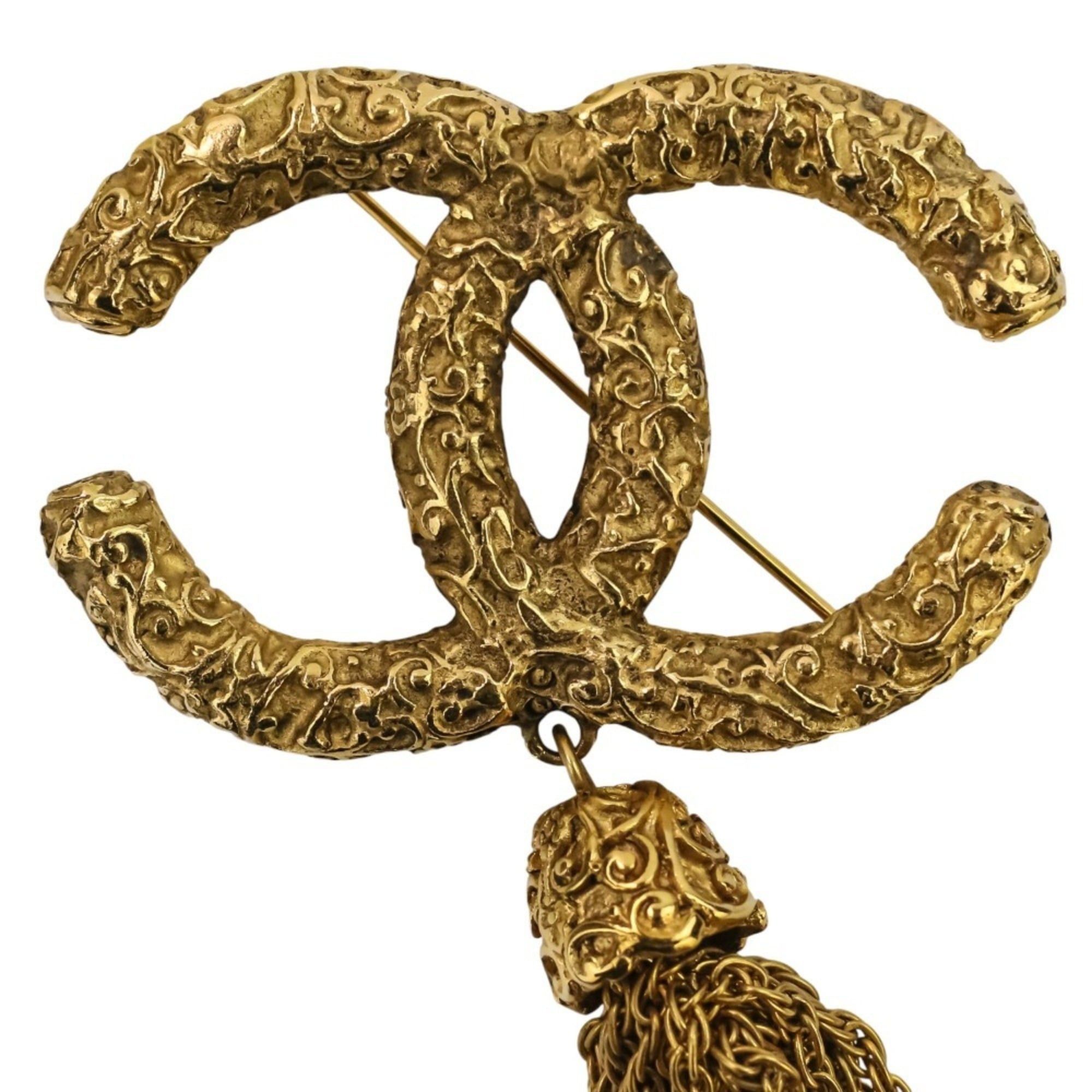 Chanel 93A CHANEL Vintage Coco Mark Tassel Brooch, Gold, Women's Size ONE SIZE - 6 Thumbnail