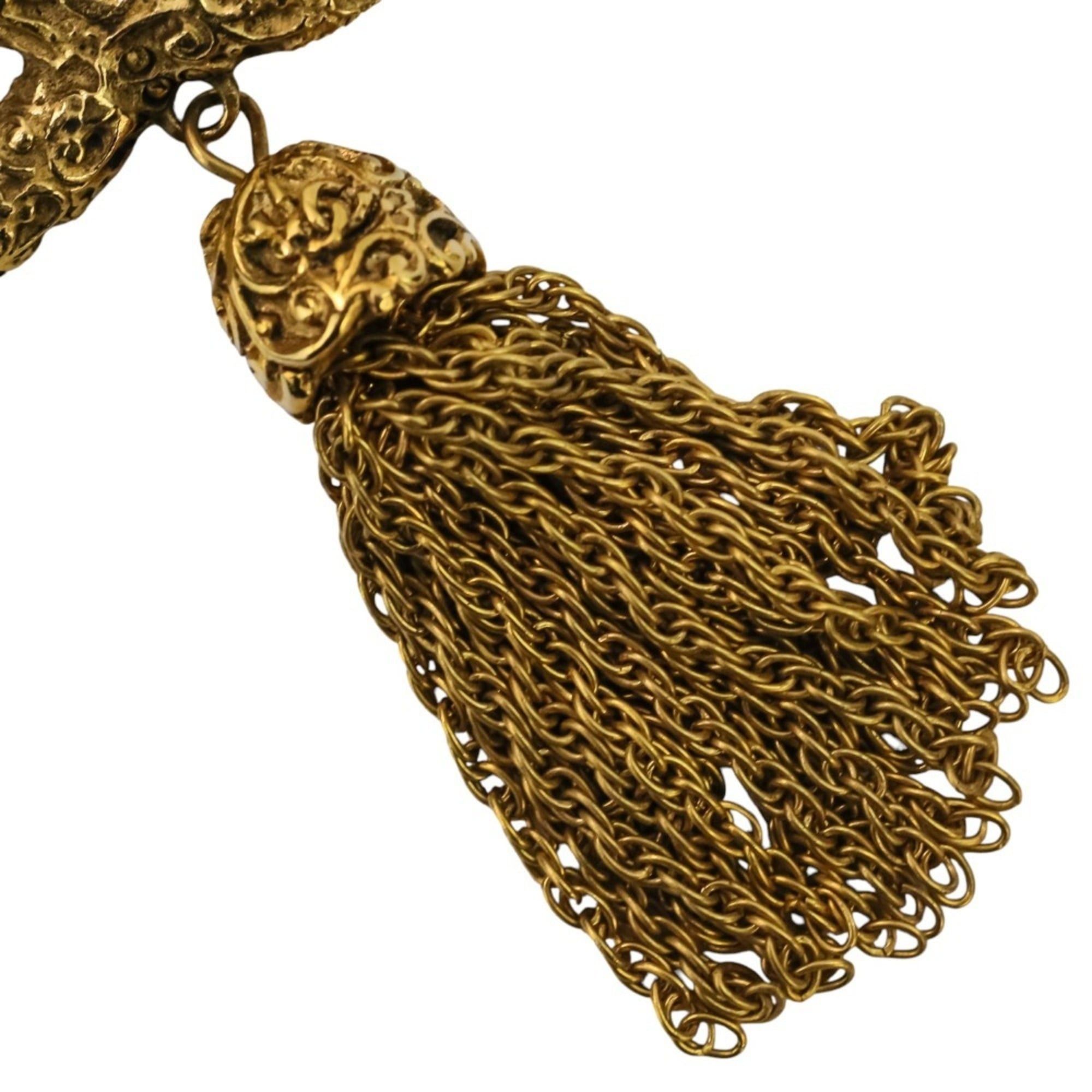 Chanel 93A CHANEL Vintage Coco Mark Tassel Brooch, Gold, Women's Size ONE SIZE - 7 Thumbnail