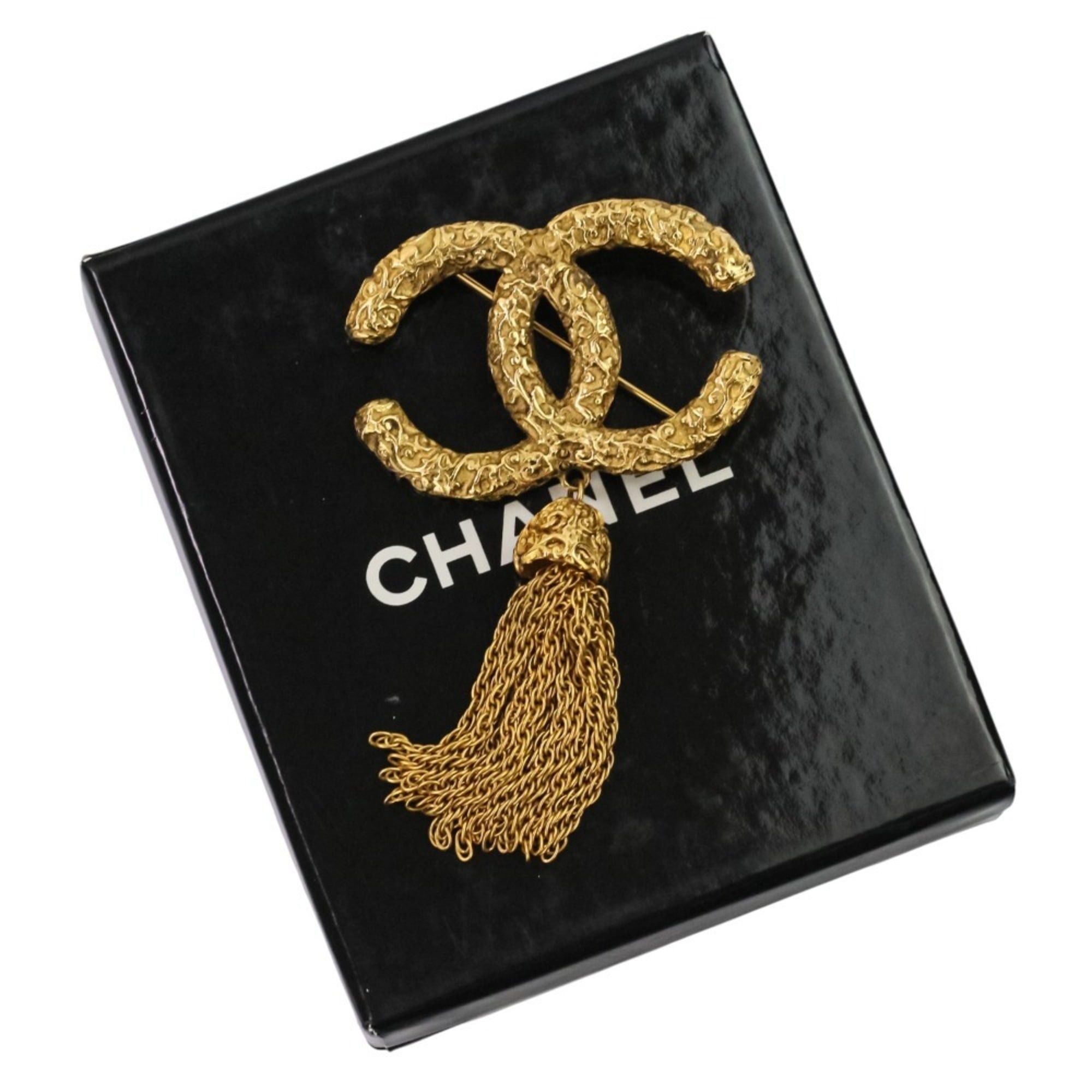 Chanel 93A CHANEL Vintage Coco Mark Tassel Brooch, Gold, Women's Size ONE SIZE - 14 Thumbnail