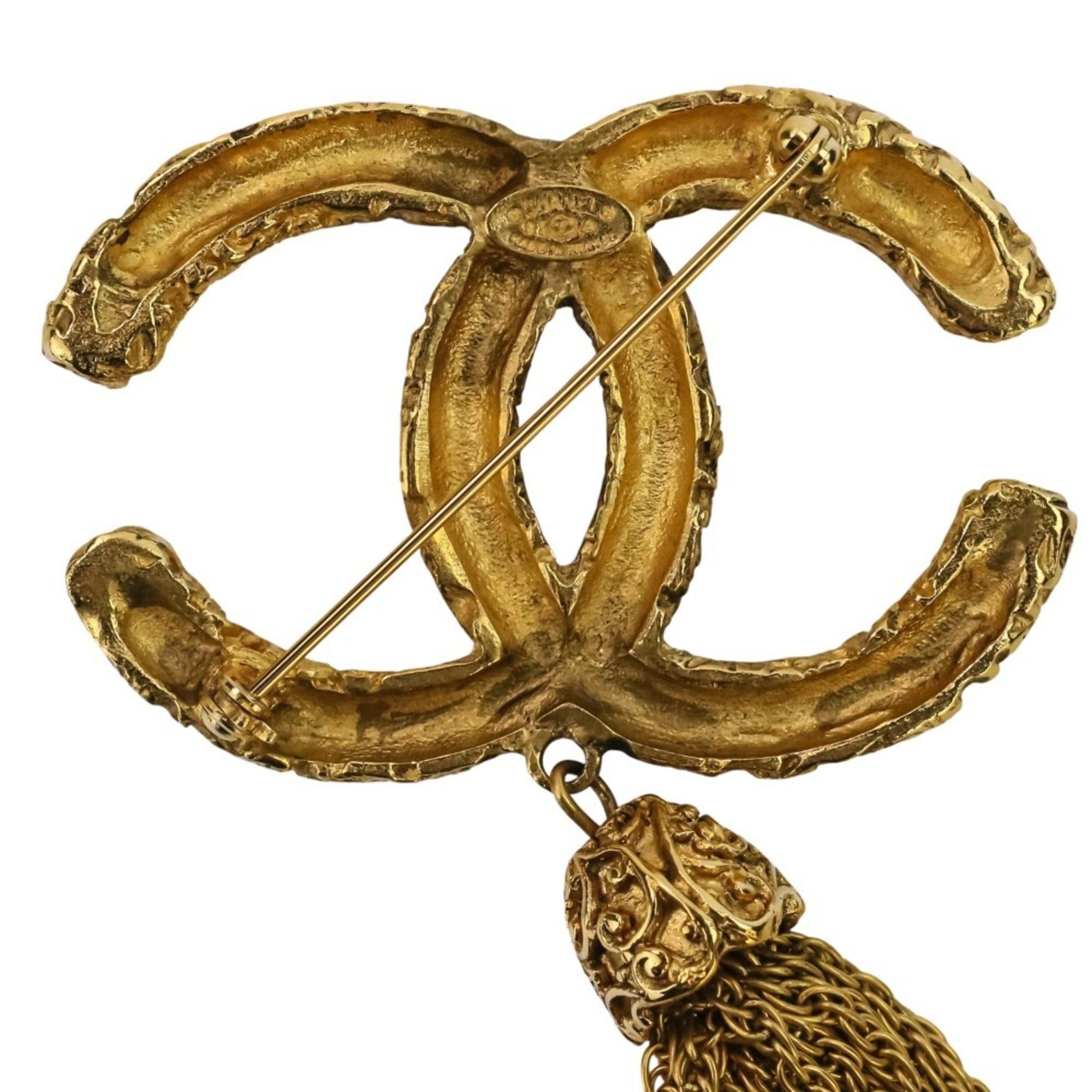 Chanel 93A CHANEL Vintage Coco Mark Tassel Brooch, Gold, Women's Size ONE SIZE - 8 Thumbnail