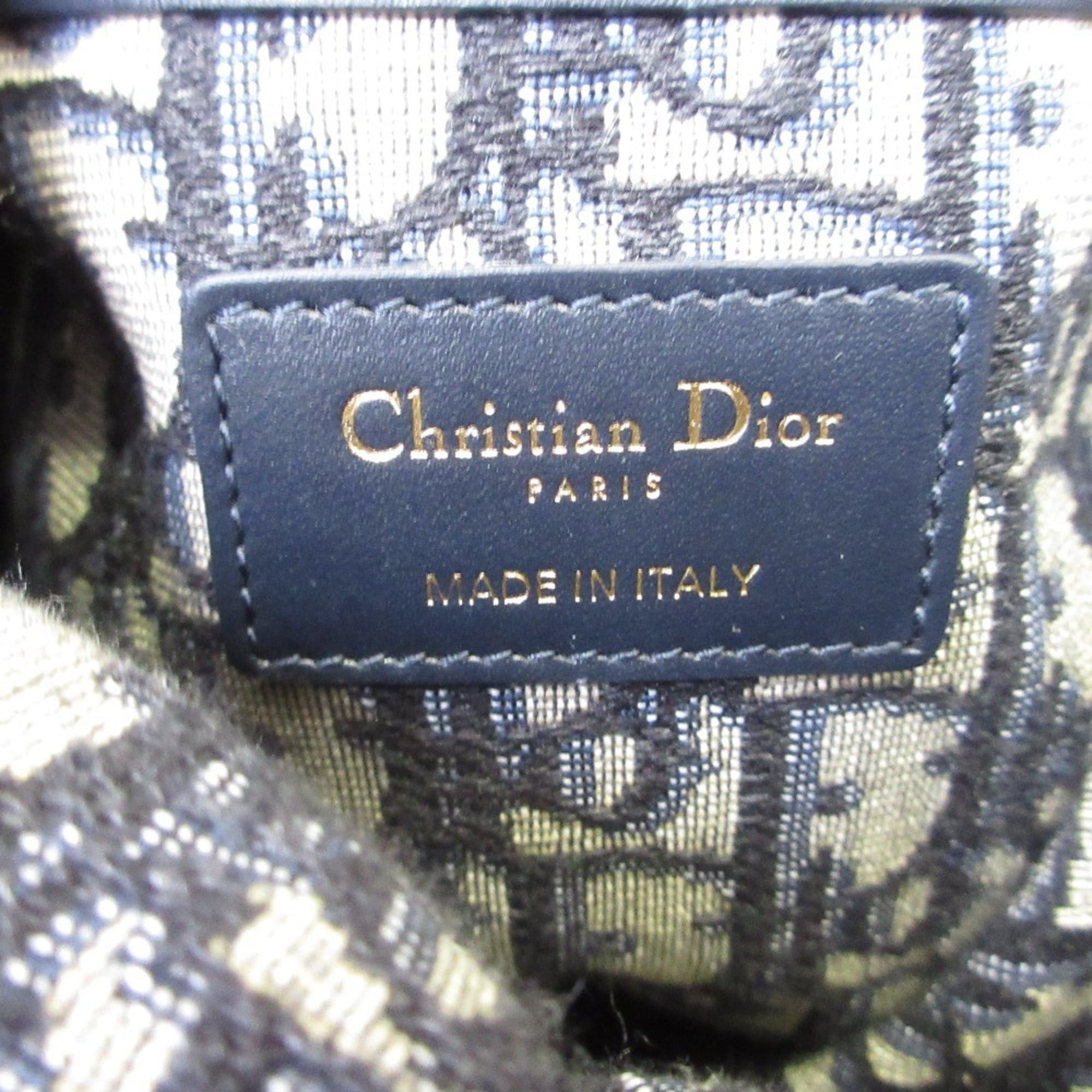 Dior Christian Dior Oblique Wicker Shoulder Bag 63-MA-1200 Navy/Natural Women's Size ONE SIZE - 11 Thumbnail