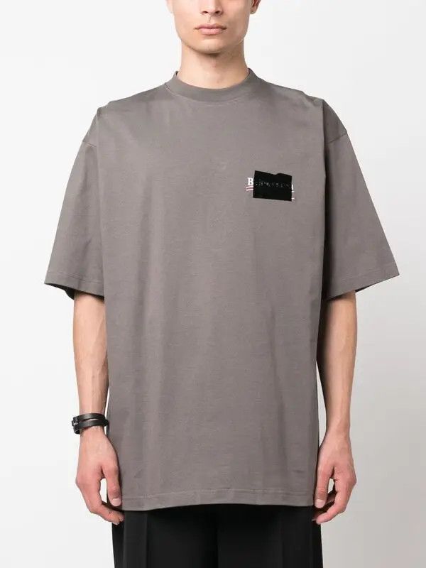 Balenciaga Gaffer Logo-Ebroidered Large Fit T-Shirt in Gray Size US XS / EU 42 / 0 - 3 Thumbnail