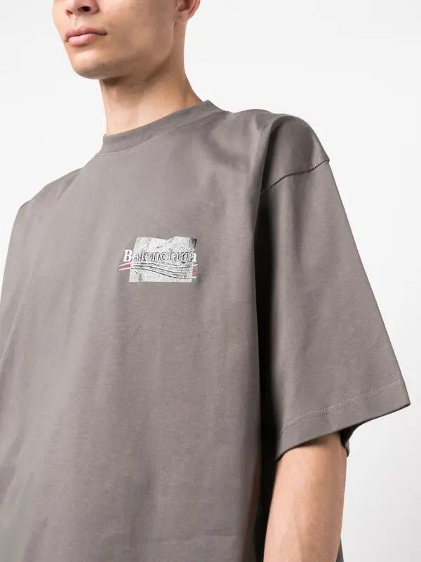 Balenciaga Gaffer Logo-Ebroidered Large Fit T-Shirt in Gray Size US L / EU 52-54 / 3 - 5 Thumbnail