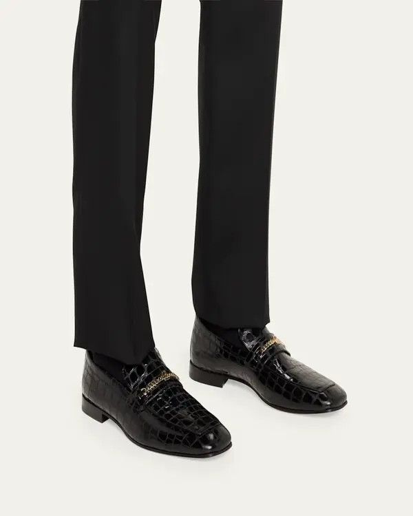 Christian Louboutin Mj Moc Alligator-Effect Bit Loafers Size US 7.5 / EU 40-41 - 2 Thumbnail