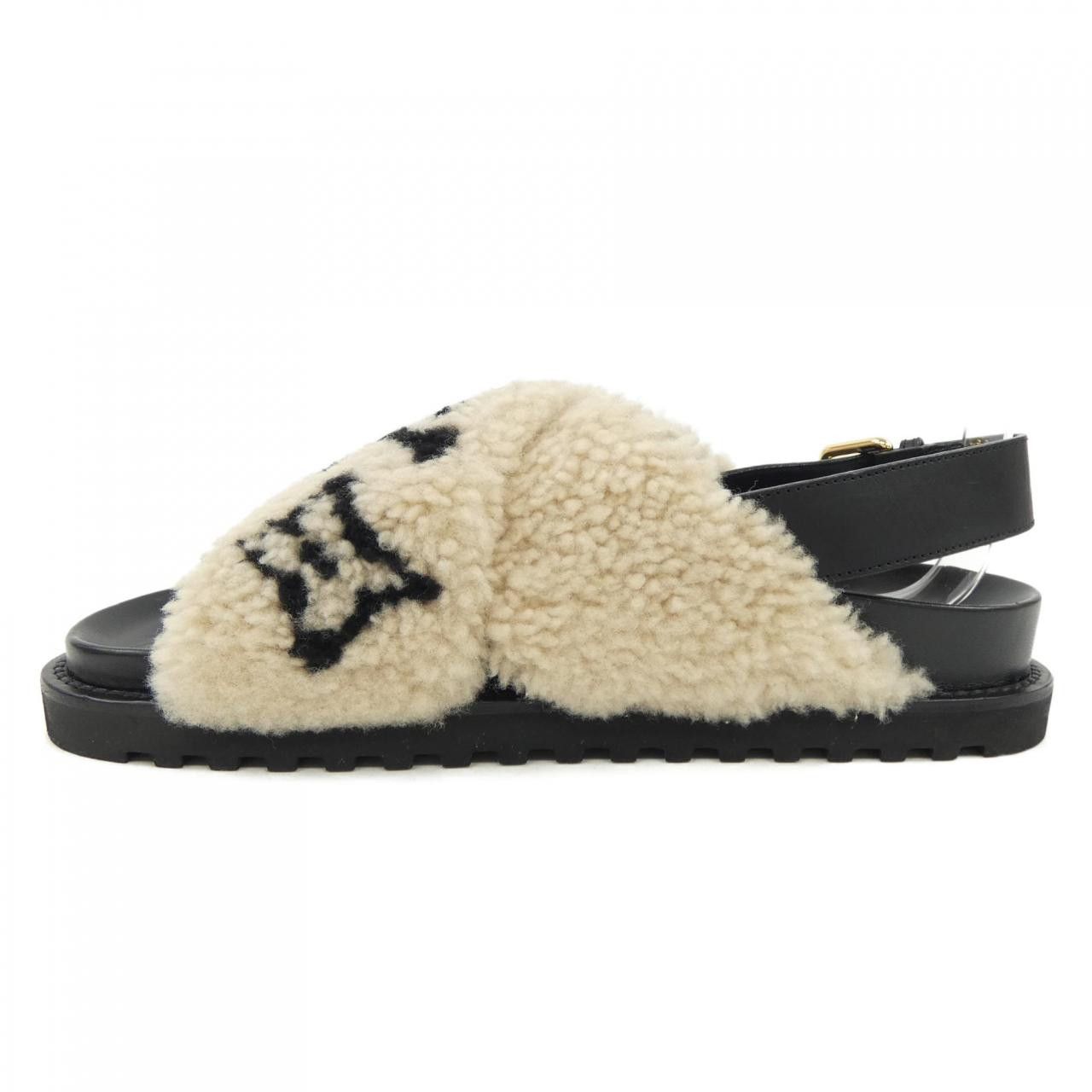 Louis Vuitton Louis Vuitton Louis Vuitton Paseo Line Shearling Sandals Natural Material Shoes DUTY FREE for USA Size ONE SIZE - 2 Thumbnail