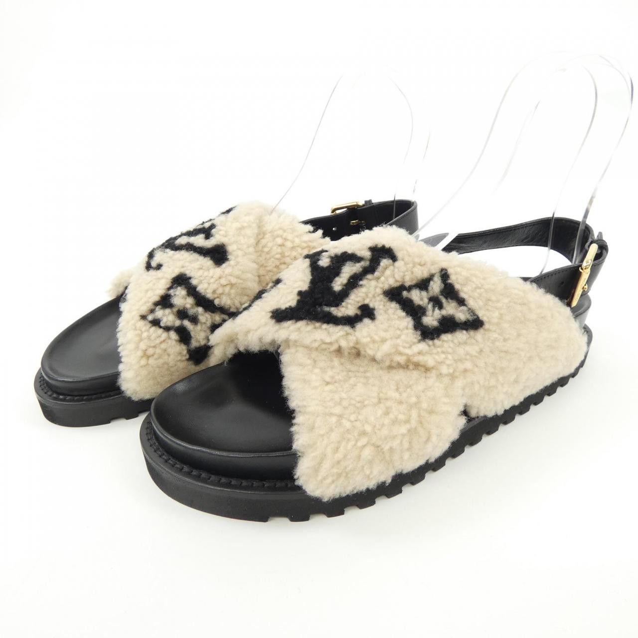 Louis Vuitton Louis Vuitton Louis Vuitton Paseo Line Shearling Sandals Natural Material Shoes DUTY FREE for USA Size ONE SIZE - 3 Thumbnail