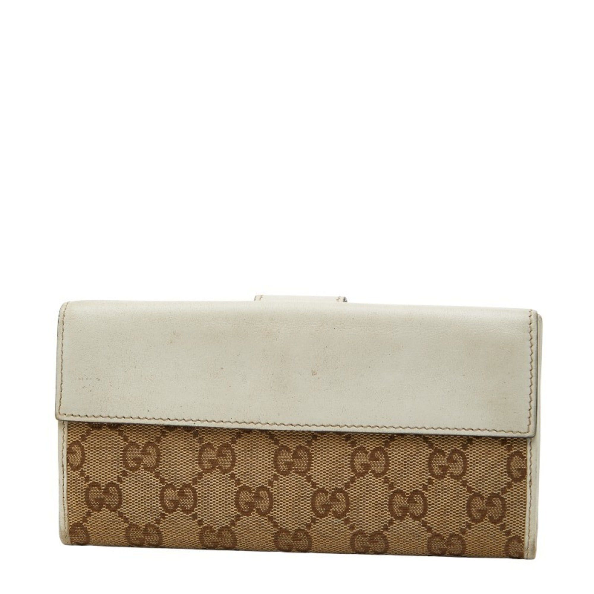 Gucci Gucci GG Canvas Double Hook Long Wallet 203550 White Beige Leather Women's GUCCI Size ONE SIZE - 2 Thumbnail