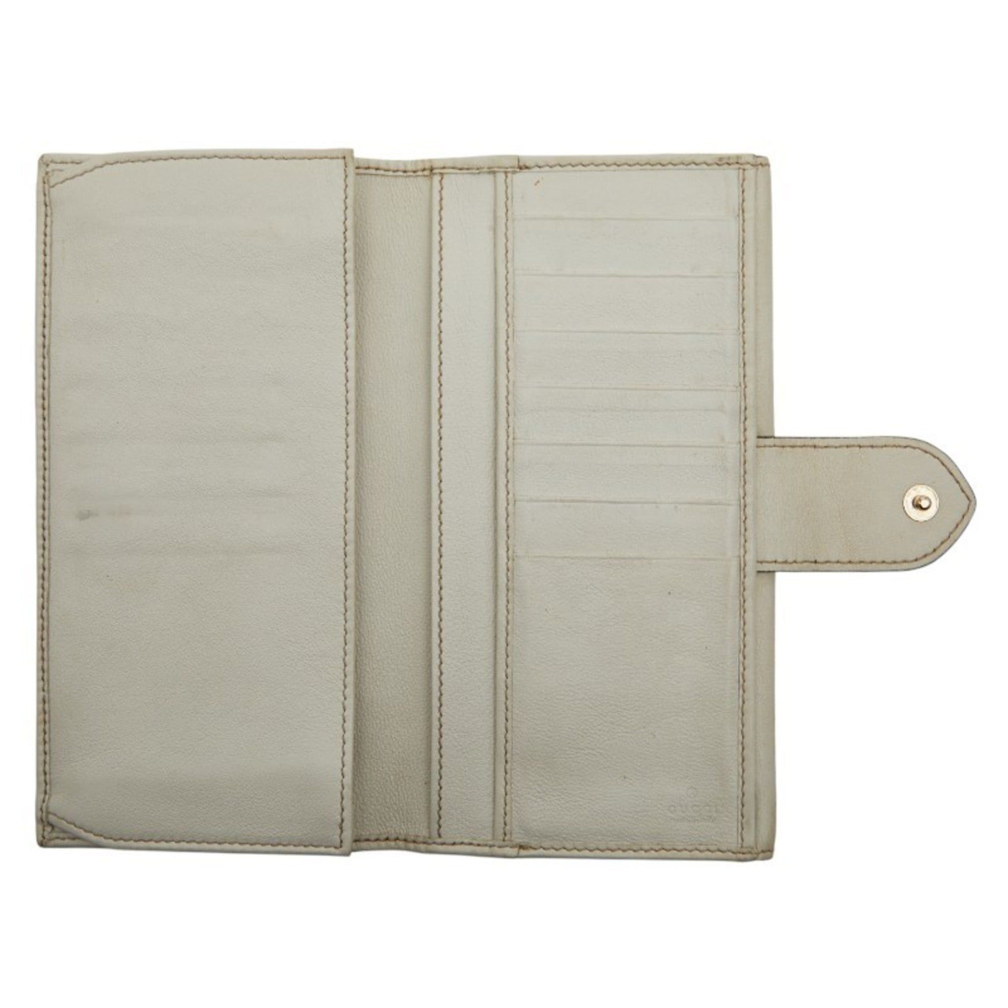 Gucci Gucci GG Canvas Double Hook Long Wallet 203550 White Beige Leather Women's GUCCI Size ONE SIZE - 7 Thumbnail