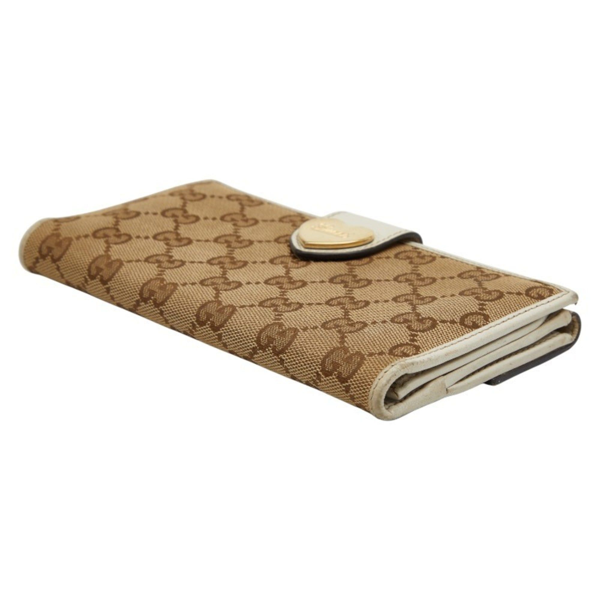 Gucci Gucci GG Canvas Double Hook Long Wallet 203550 White Beige Leather Women's GUCCI Size ONE SIZE - 4 Thumbnail