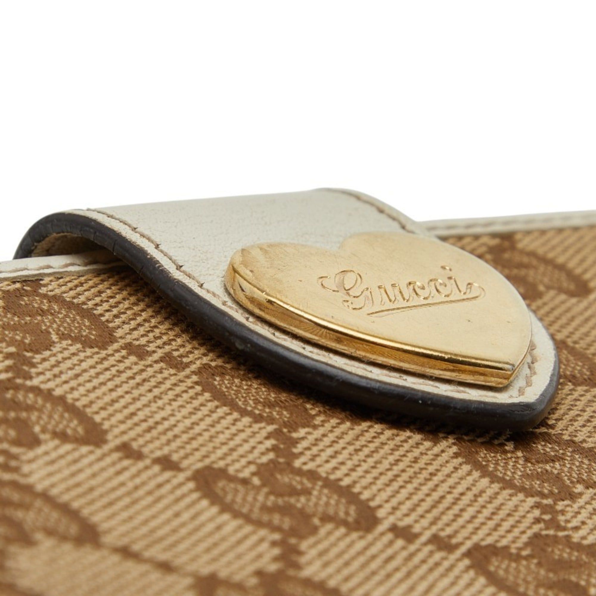 Gucci Gucci GG Canvas Double Hook Long Wallet 203550 White Beige Leather Women's GUCCI Size ONE SIZE - 6 Thumbnail