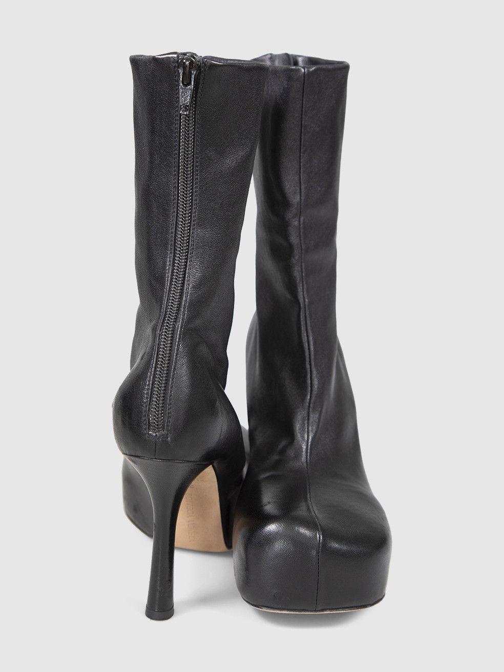 Bottega Veneta Black Square Toe Leather Boots Size US 9.5 / IT 39.5 - 3 Thumbnail