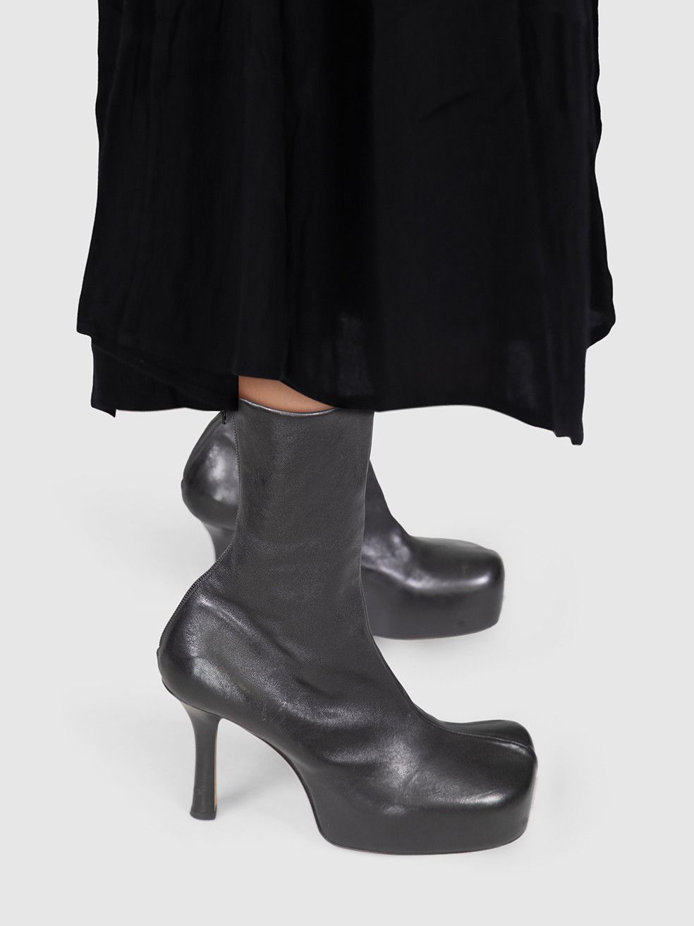 Bottega Veneta Black Square Toe Leather Boots Size US 9.5 / IT 39.5 - 2 Thumbnail