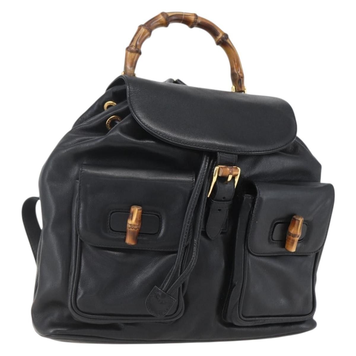 Gucci Gucci Vintage Bamboo Backpack Leather Size ONE SIZE - 18 Thumbnail