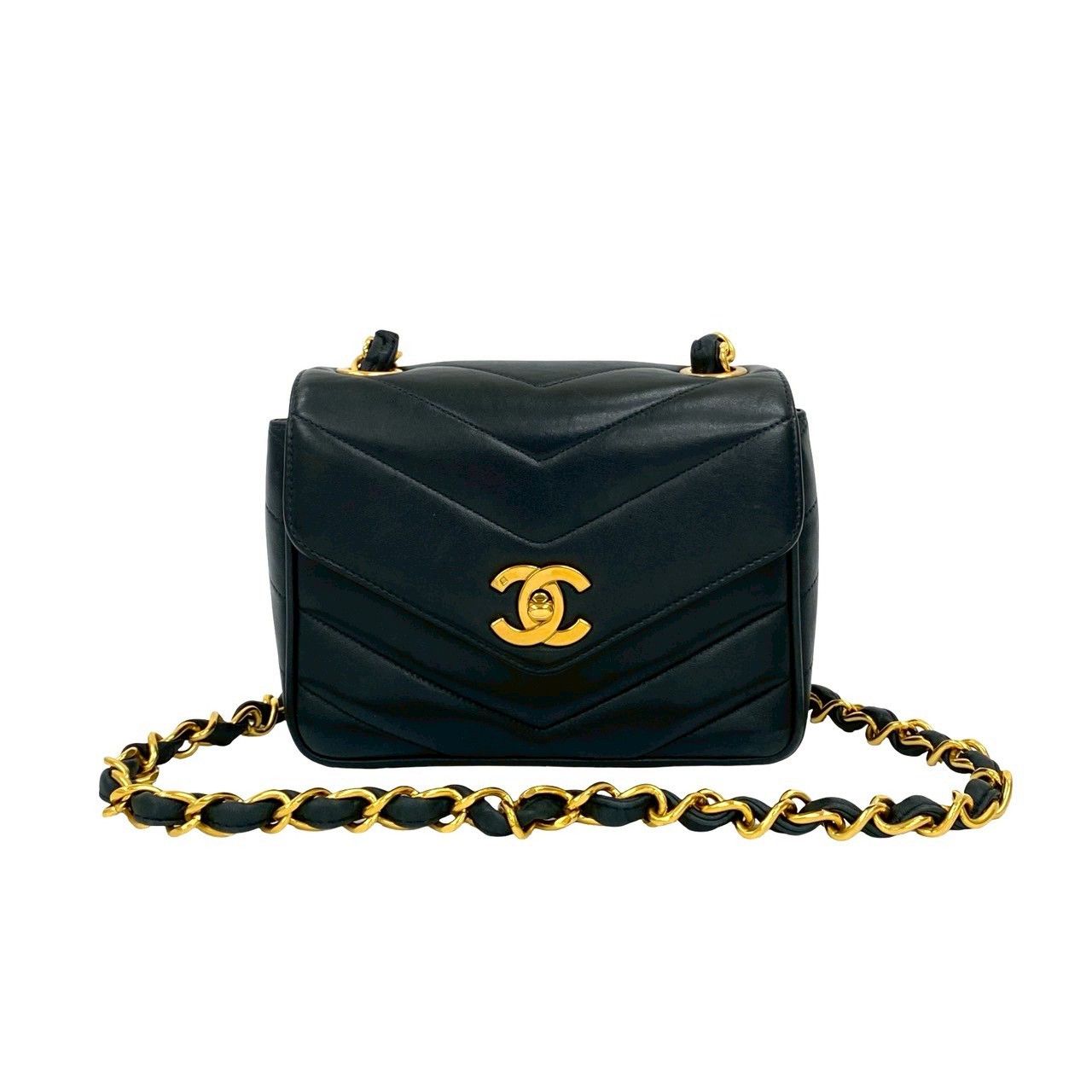 Chanel Chanel Chevron V Stitch Lambskin Shoulder Bag Leather Shoulder Bag DUTY FREE for USA