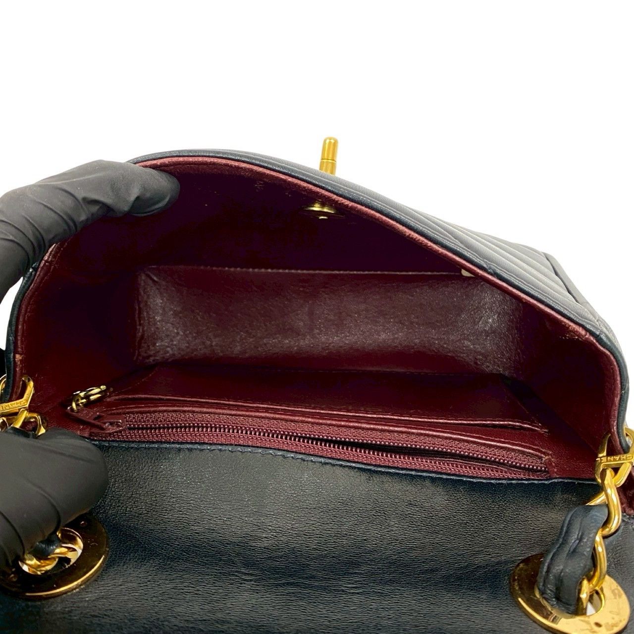 Chanel Chanel Chevron V Stitch Lambskin Shoulder Bag Leather Shoulder Bag DUTY FREE for USA