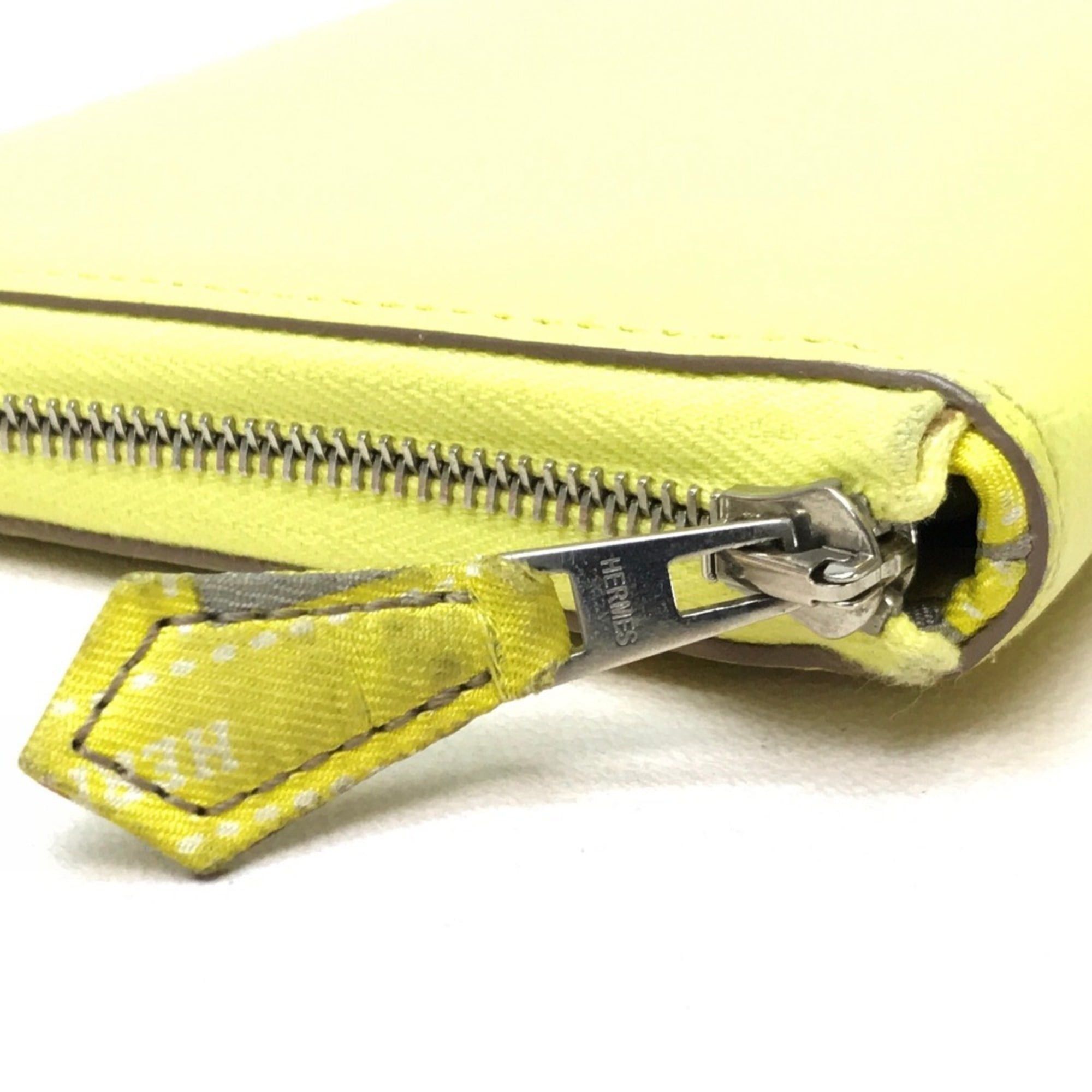 Hermes HERMES Silkin Azap Long Round Zip Wallet, Epsom Silk, Women's, Souffle, Yellow Size ONE SIZE - 4 Thumbnail