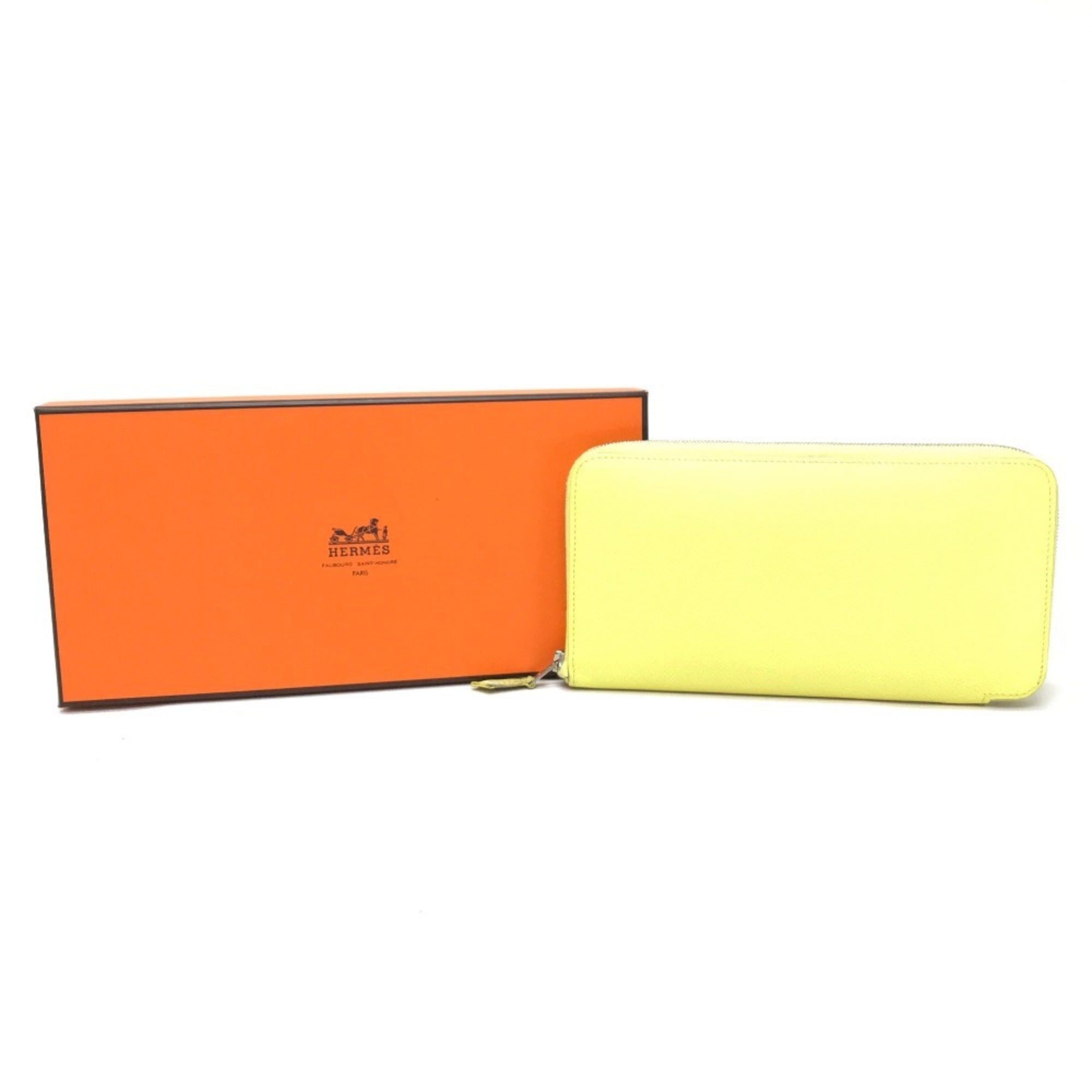 Hermes HERMES Silkin Azap Long Round Zip Wallet, Epsom Silk, Women's, Souffle, Yellow Size ONE SIZE - 9 Thumbnail