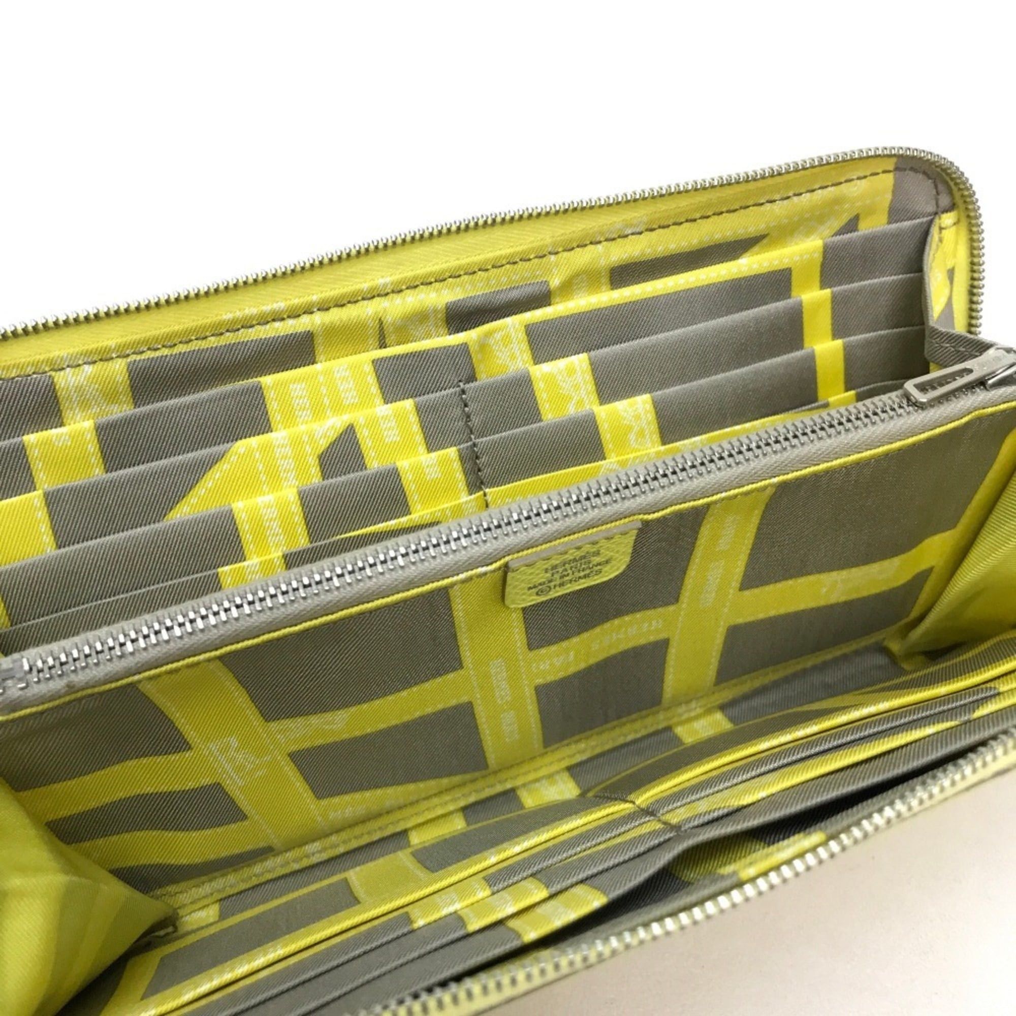 Hermes HERMES Silkin Azap Long Round Zip Wallet, Epsom Silk, Women's, Souffle, Yellow Size ONE SIZE - 5 Thumbnail