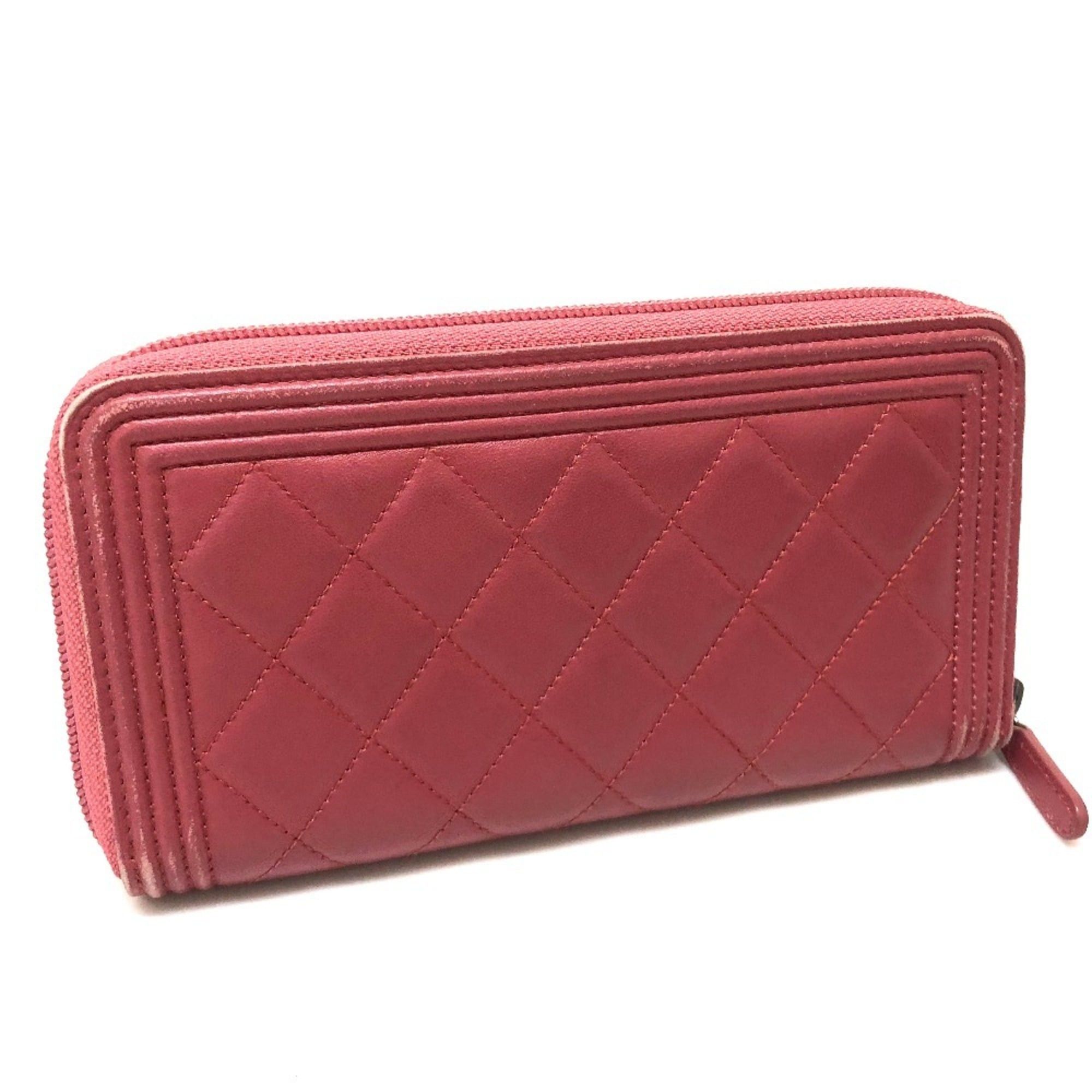 Chanel CHANEL A68733 Boy Chanel Round Zip Long Wallet, Lambskin, Women's, Rose Size ONE SIZE - 2 Thumbnail