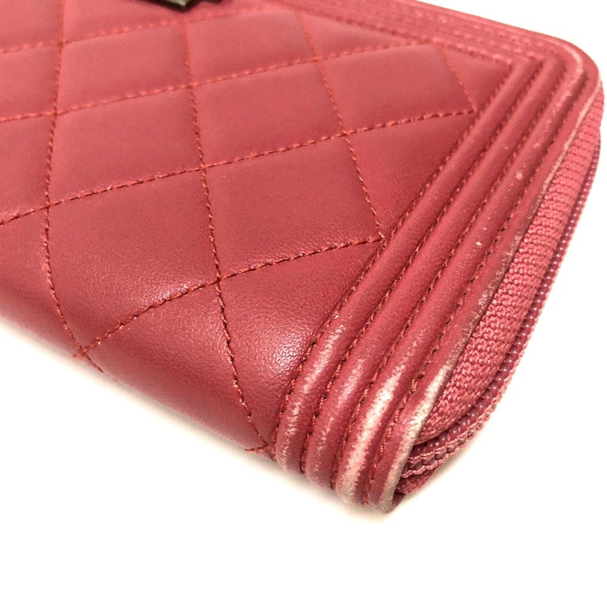 Chanel CHANEL A68733 Boy Chanel Round Zip Long Wallet, Lambskin, Women's, Rose Size ONE SIZE - 8 Thumbnail