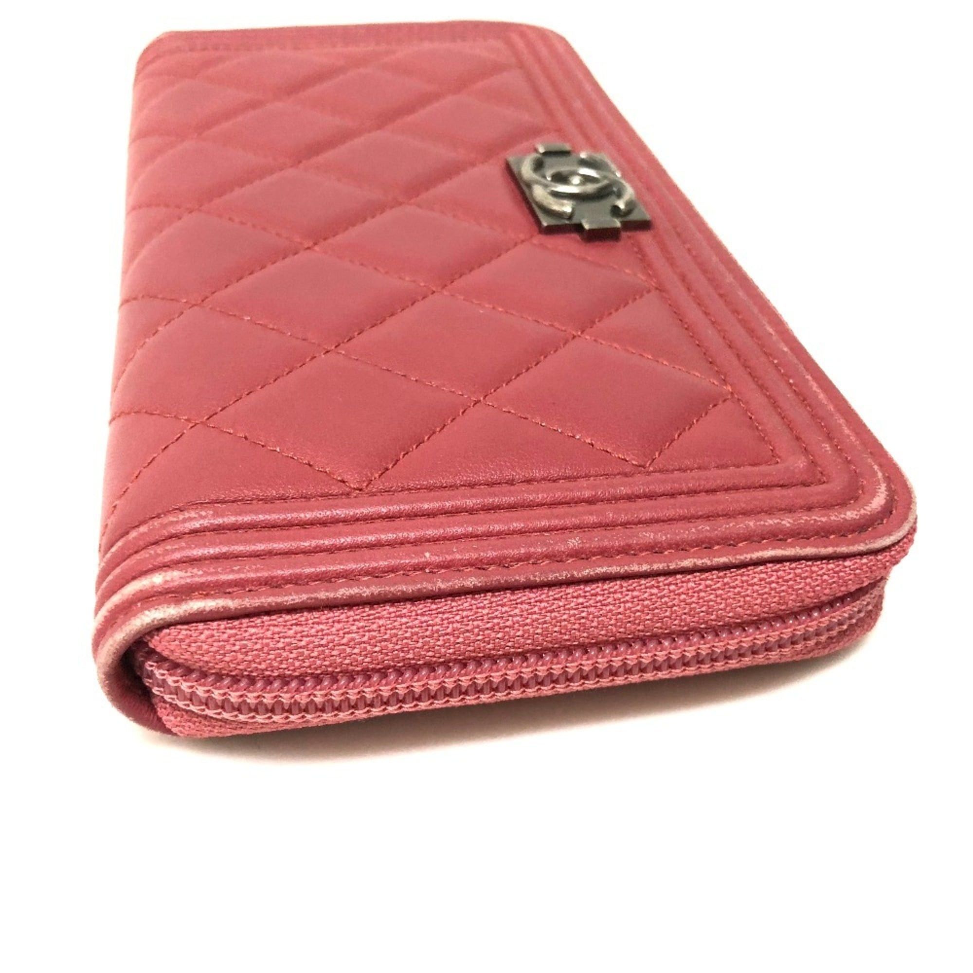 Chanel CHANEL A68733 Boy Chanel Round Zip Long Wallet, Lambskin, Women's, Rose Size ONE SIZE - 6 Thumbnail