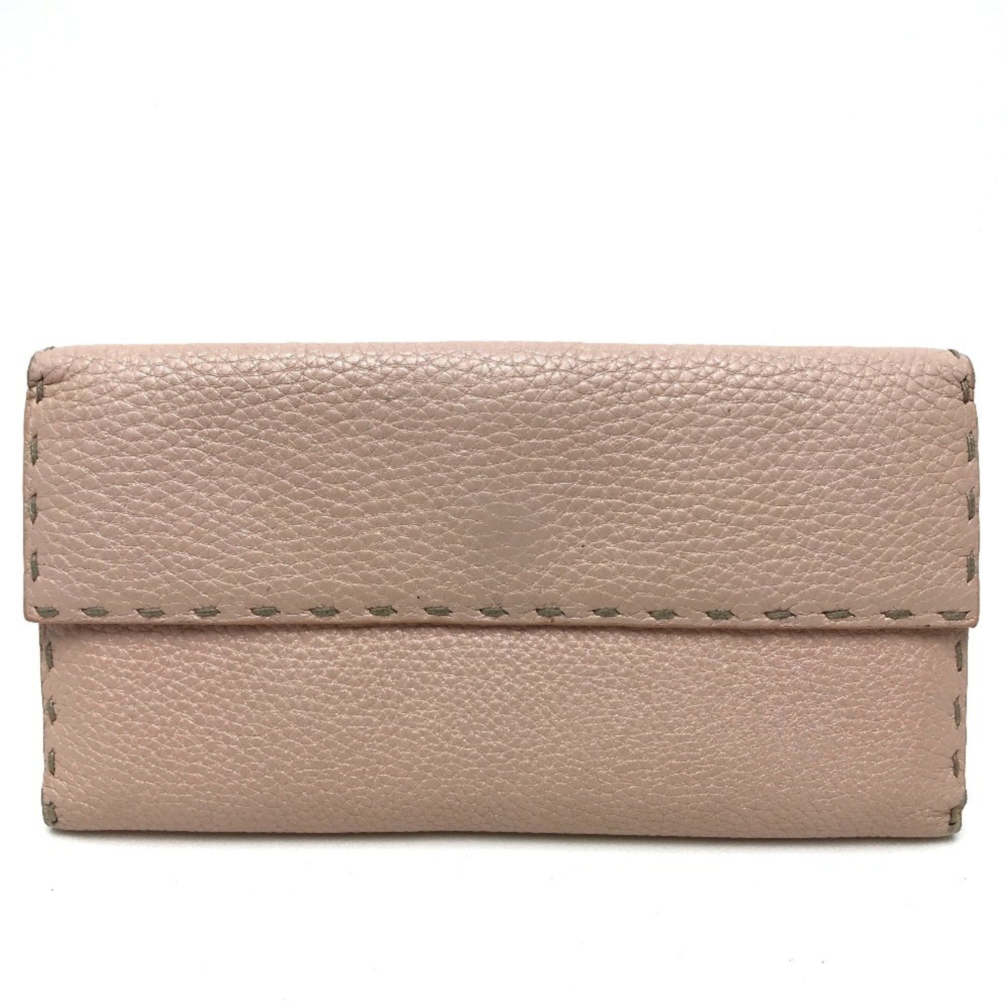 Fendi FENDI 8M0144 Selleria Roman Leather Bi-fold Long Wallet with Double Hook Closure, Women's, Pink, Brand Name Accessories Size ONE SIZE - 2 Thumbnail