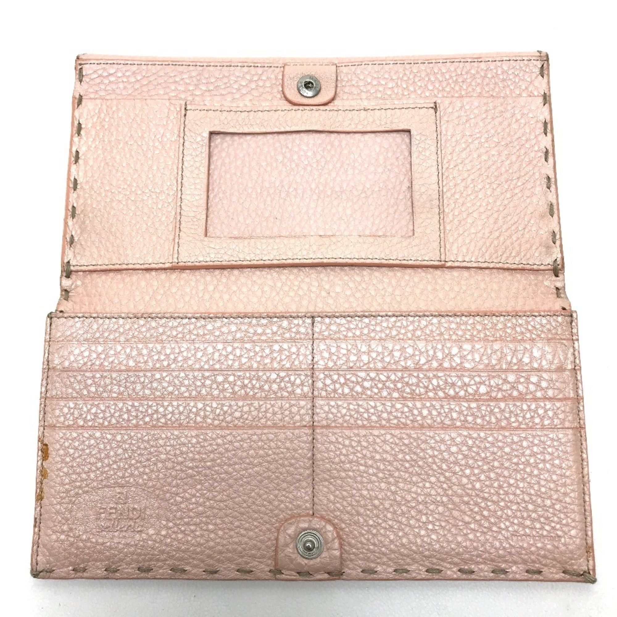 Fendi FENDI 8M0144 Selleria Roman Leather Bi-fold Long Wallet with Double Hook Closure, Women's, Pink, Brand Name Accessories Size ONE SIZE - 3 Thumbnail
