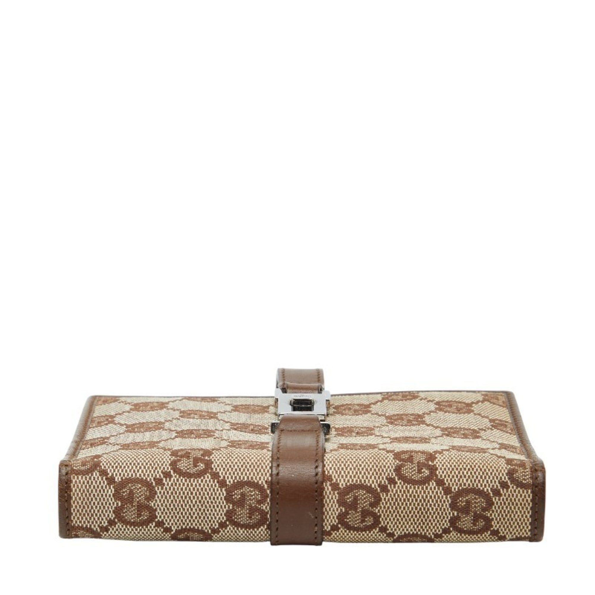 Gucci Gucci GG Canvas Jackie Notebook Cover 031 2888 Beige Brown Leather Women's GUCCI Size ONE SIZE - 3 Thumbnail