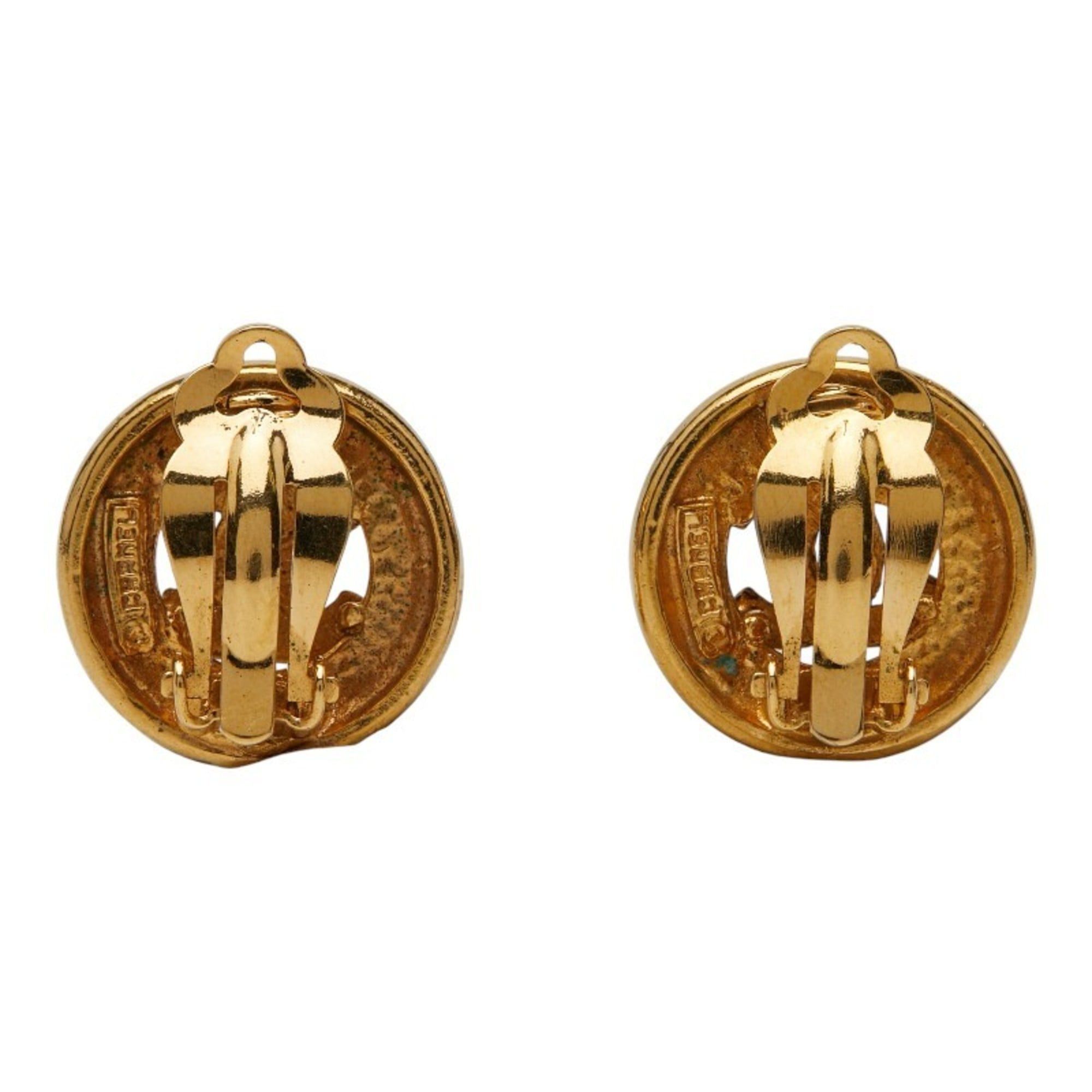 Chanel Chanel Coco Mark Round Earrings, Gold Plated, Women's, CHANEL Size ONE SIZE - 3 Thumbnail