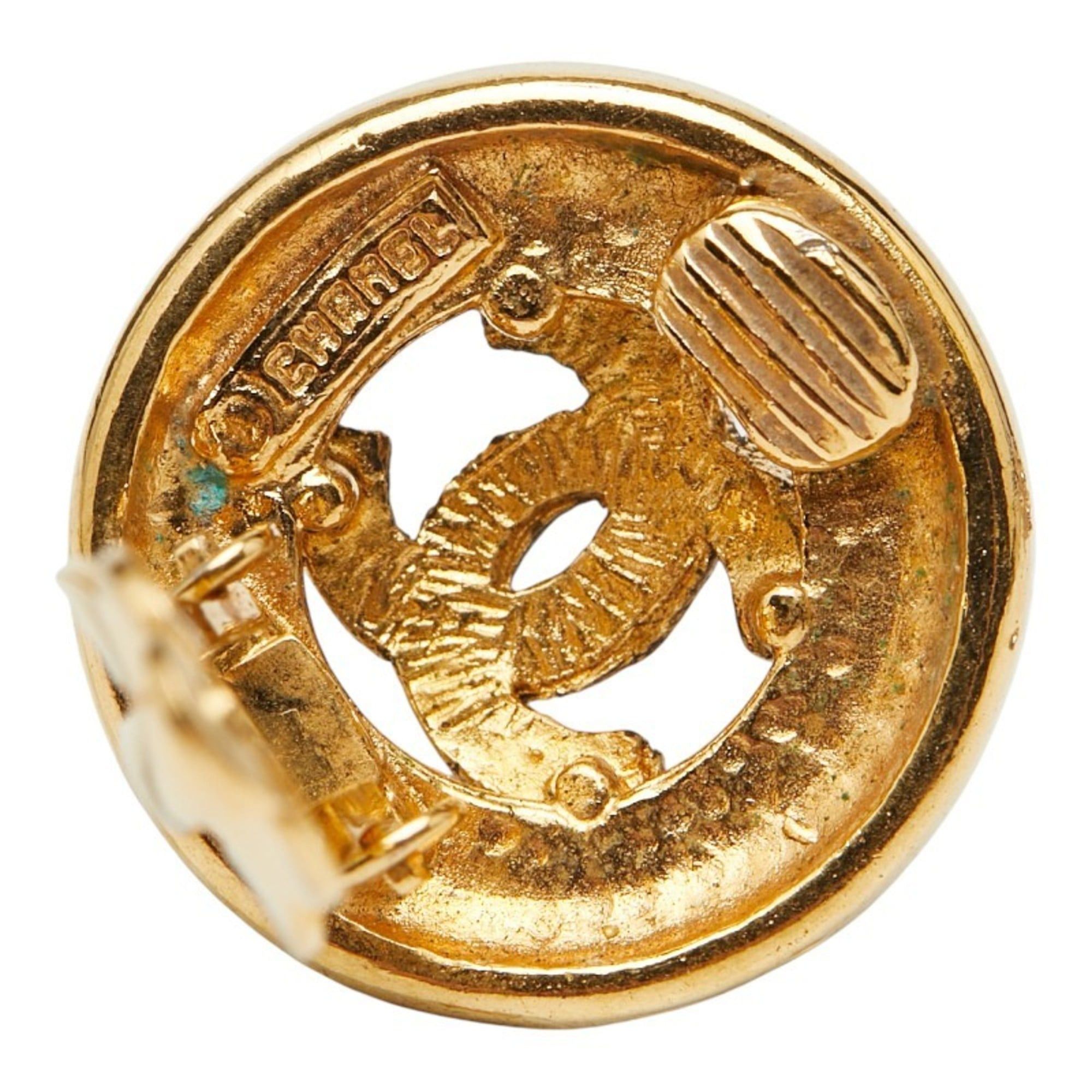 Chanel Chanel Coco Mark Round Earrings, Gold Plated, Women's, CHANEL Size ONE SIZE - 4 Thumbnail