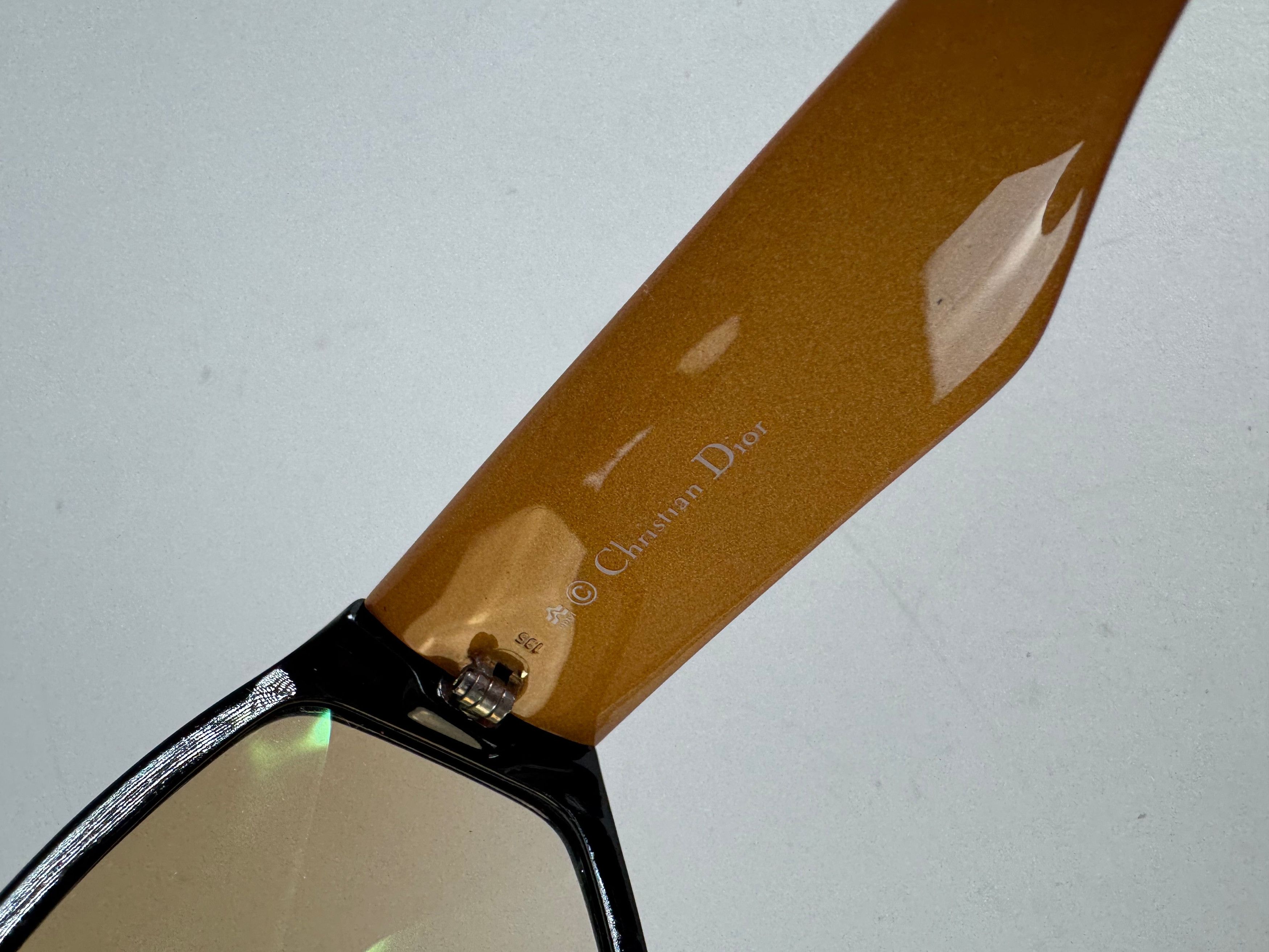 Dior Vintage Snake Emblossed Sunglasses Yellow Black Size ONE SIZE - 6 Thumbnail