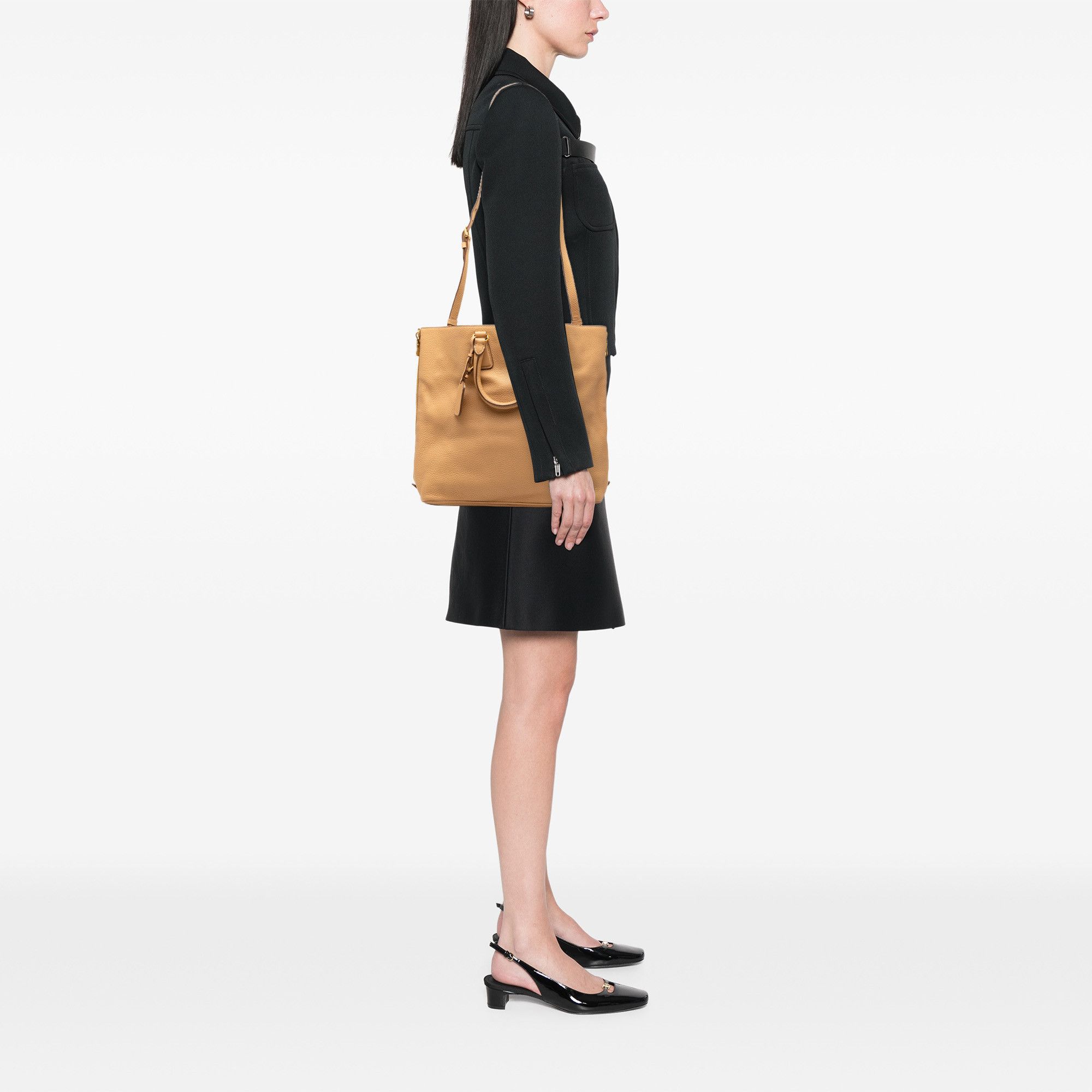 Prada Prada Vitello Daino Side Zip Convertible Tote Size ONE SIZE - 6 Thumbnail