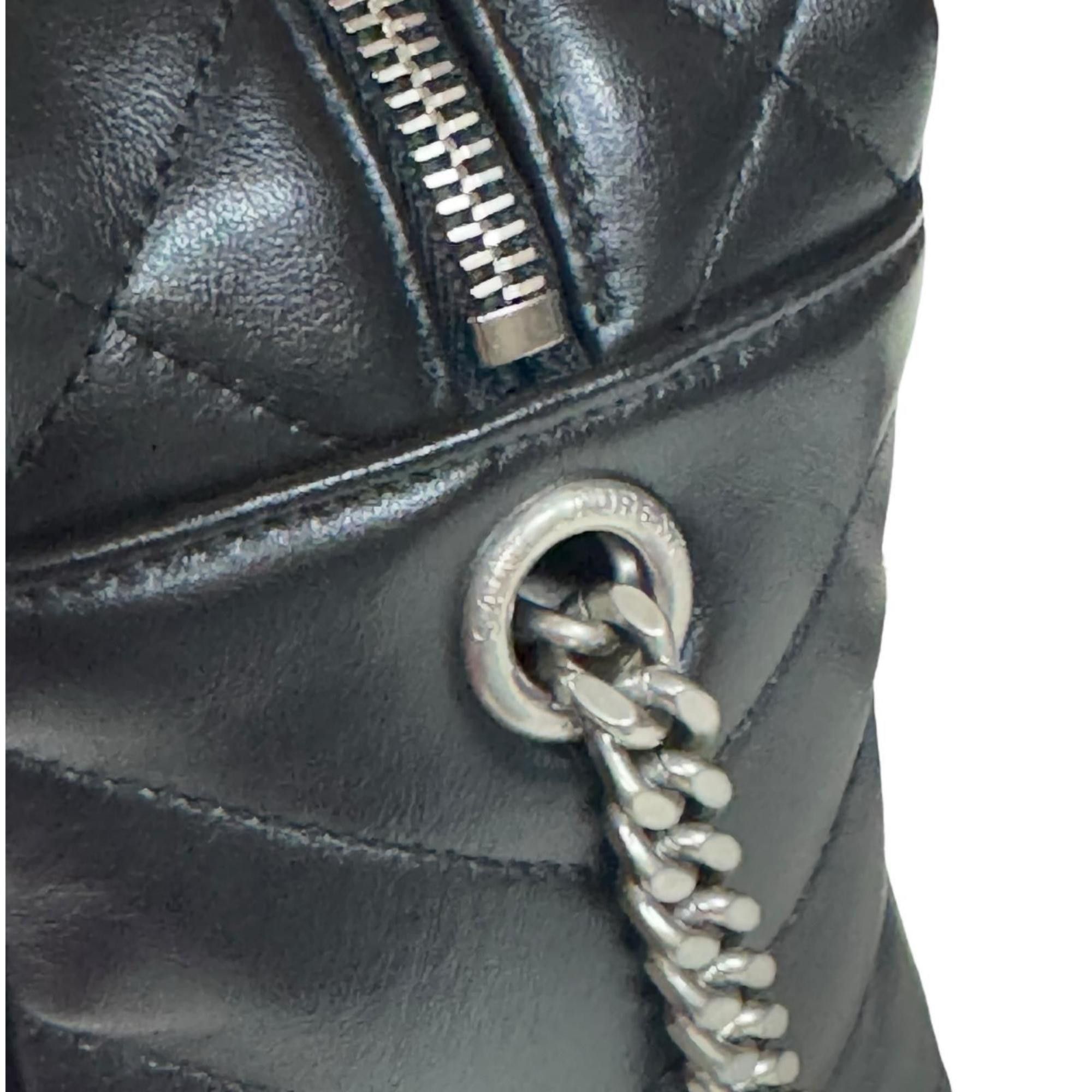 Saint Laurent Bowling Shoulder Lulu Bag Leather 574102 DV746 1000 Black Women's SAINT LAURENT Chain