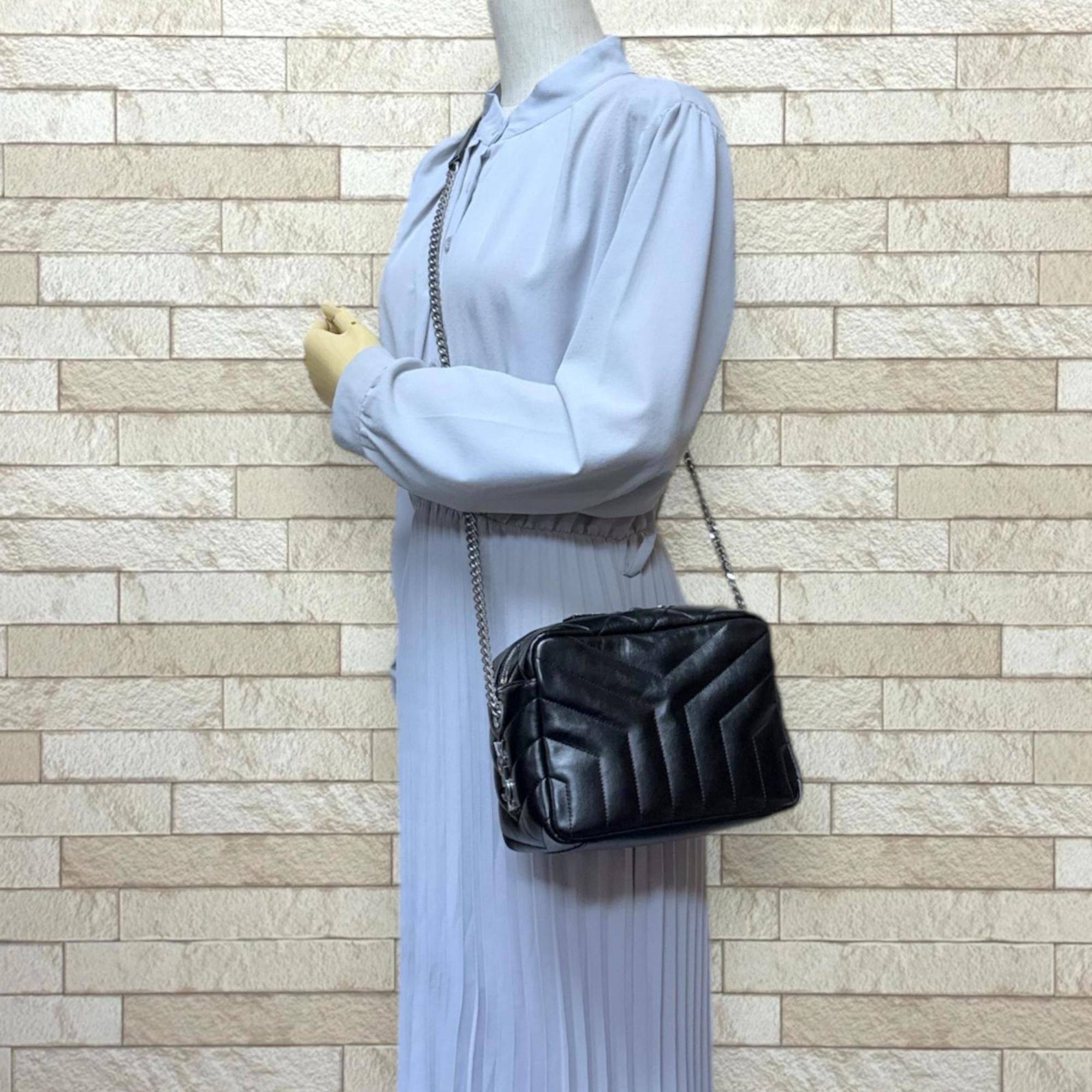 Saint Laurent Bowling Shoulder Lulu Bag Leather 574102 DV746 1000 Black Women's SAINT LAURENT Chain