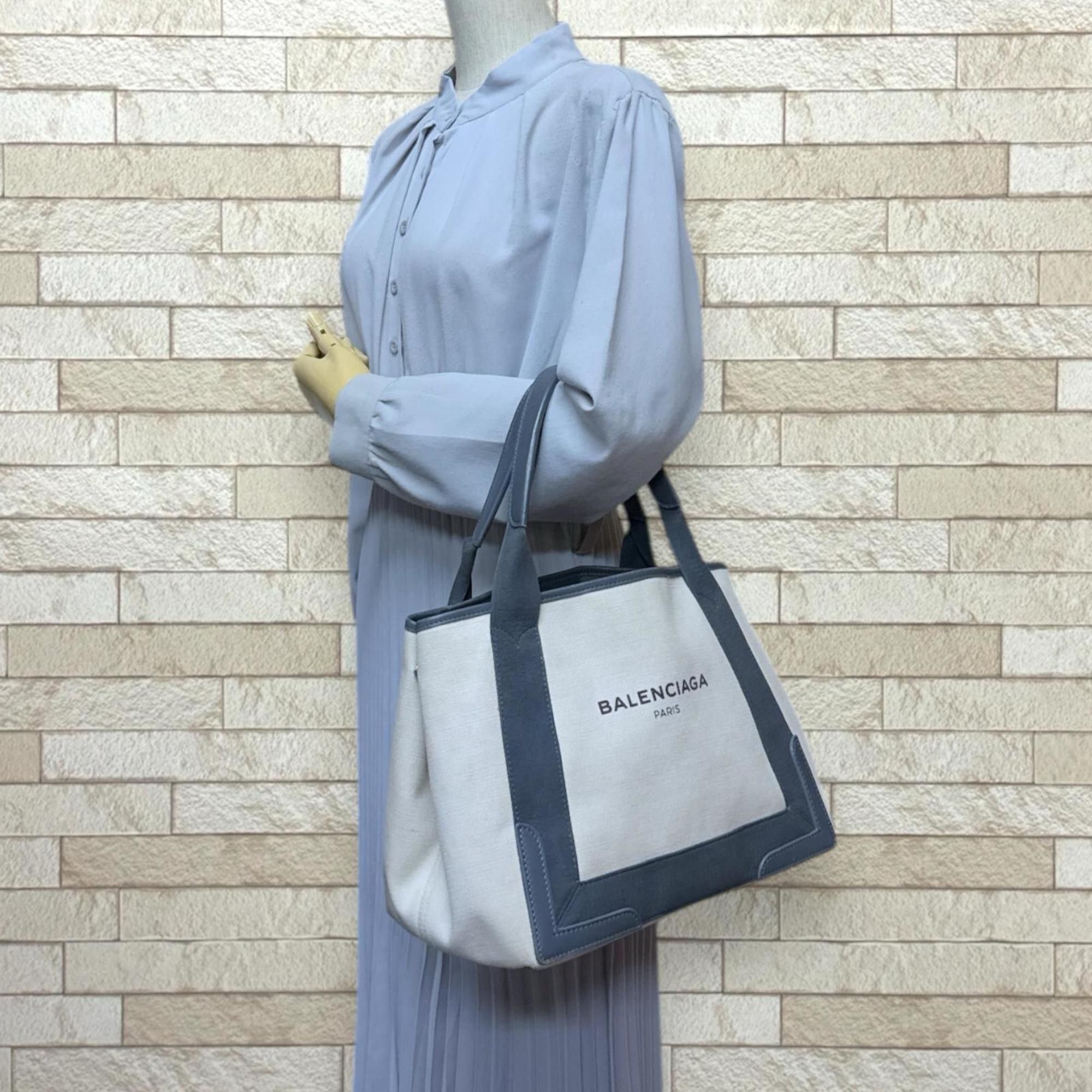 Balenciaga Balenciaga Navy Cabas Tote Bag Canvas 339933・1381・A・535269 White Women's BALENCIAGA Size ONE SIZE - 2 Thumbnail